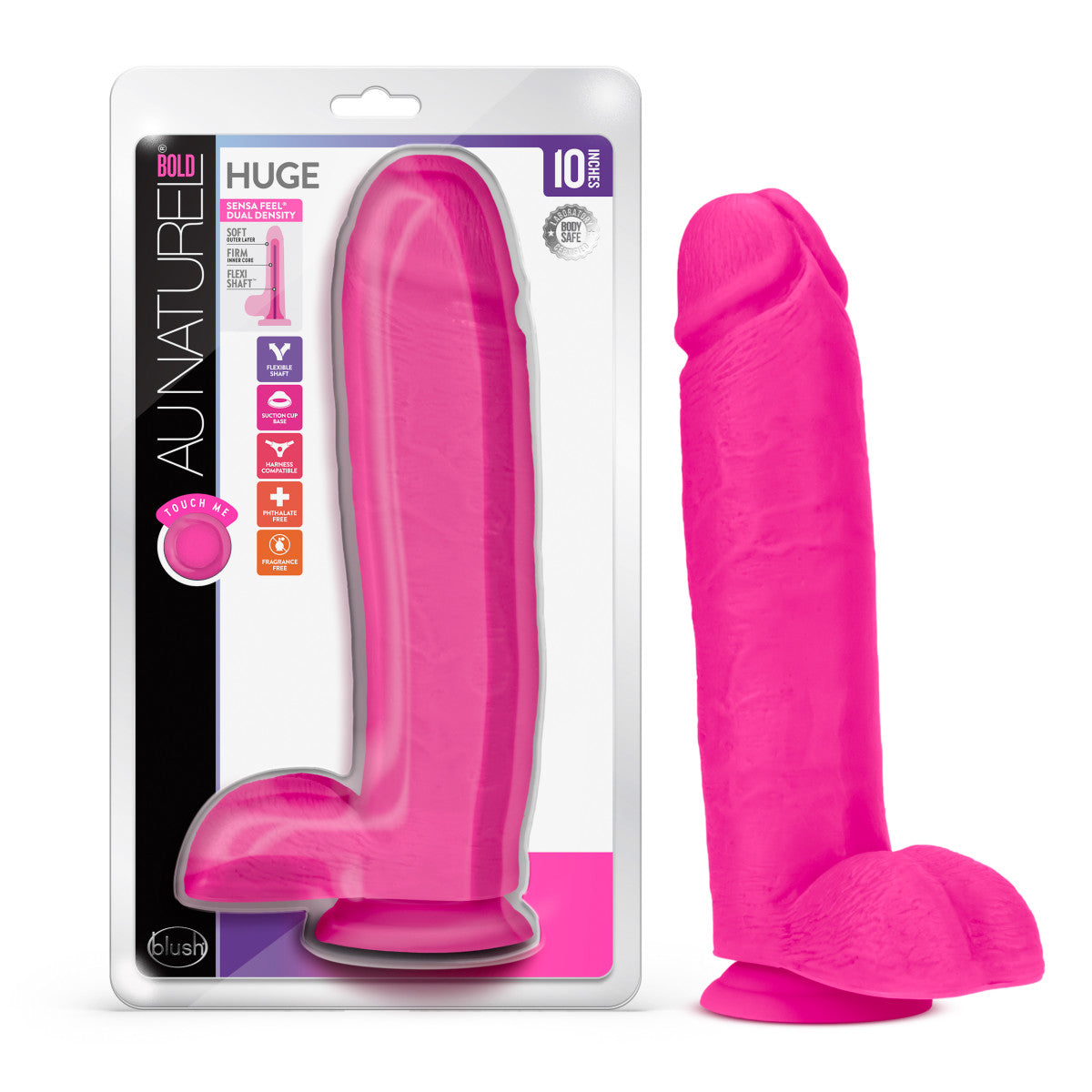 Au Naturel Bold By Blush® | Huge Realistic Pink 10.5-Inch Long Dildo With Balls & Suction Cup Base、mySite、bottomscart