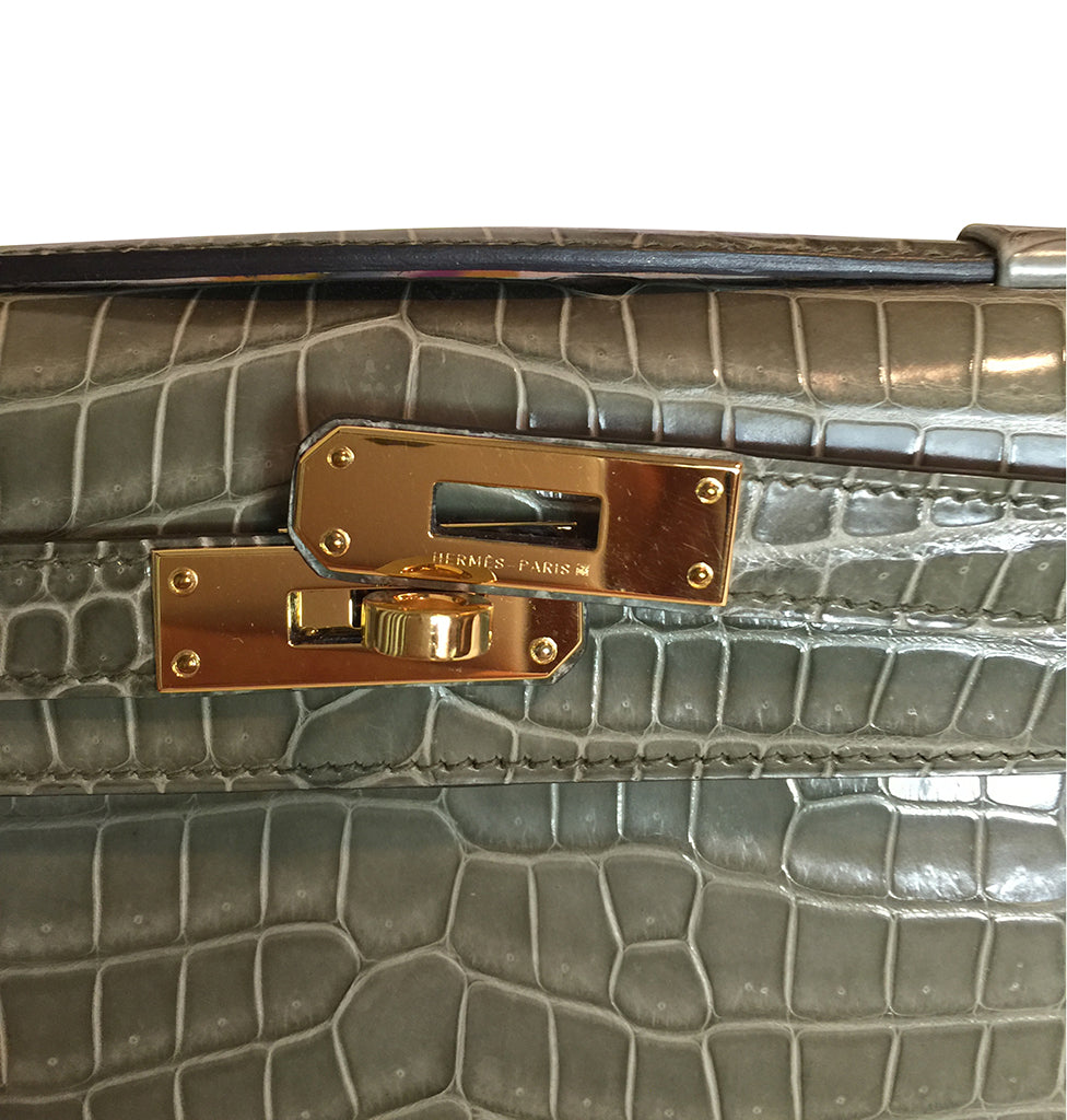 Hermès Kelly Cut Gris Tourterelle Porosus Crocodile GHW、mySite、garminoutage.com