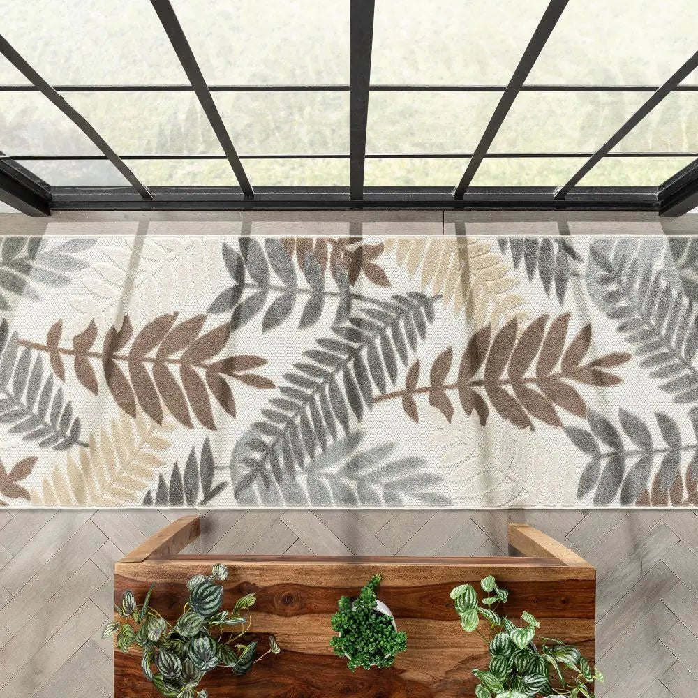 Mariah Modern Floral Indoor/Outdoor Ivory High-Low Rug、mySite、gigharbornorthrealestate
