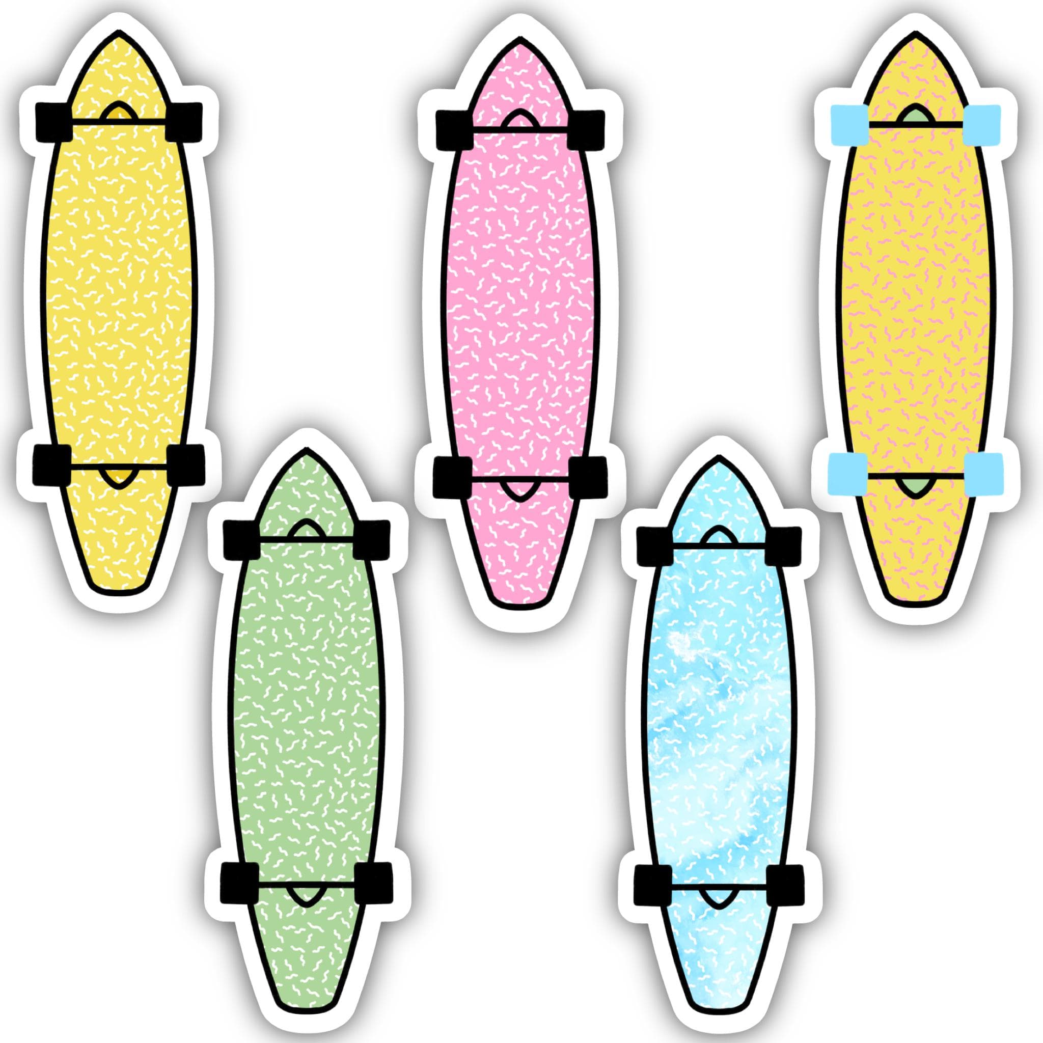  Longboard Aesthetic Sticker 5 Pack、mySite、elrpsem3k