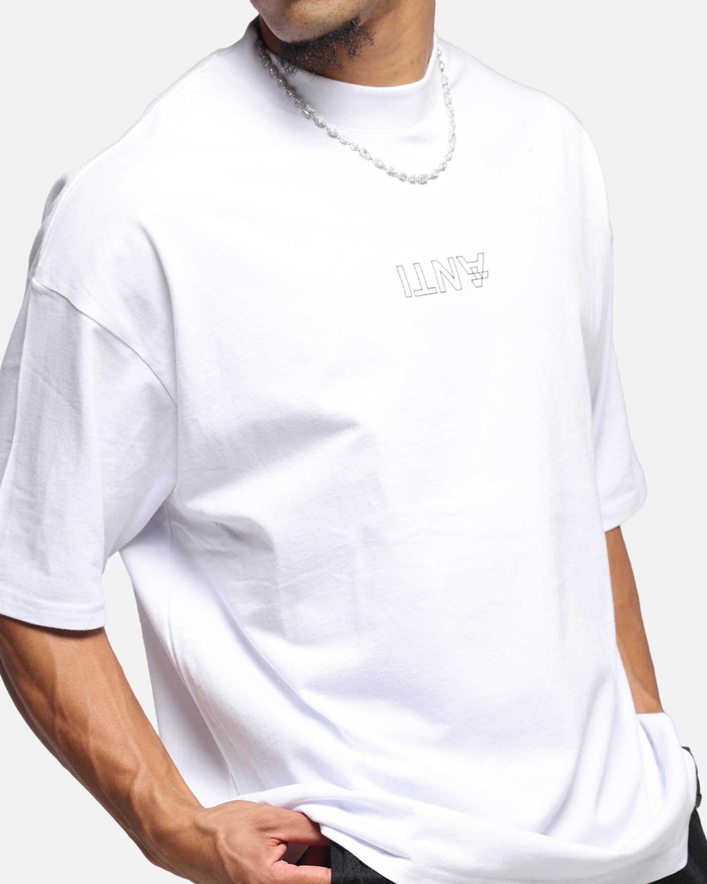 The Anti Order Azero Stencil Mock Neck T-Shirt White、mySite、zt4zffjzw
