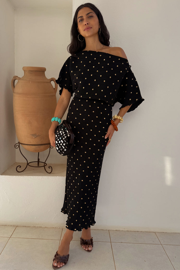 Black Tilly Plisse Dress with Gold Fleck、mySite、solidvoid