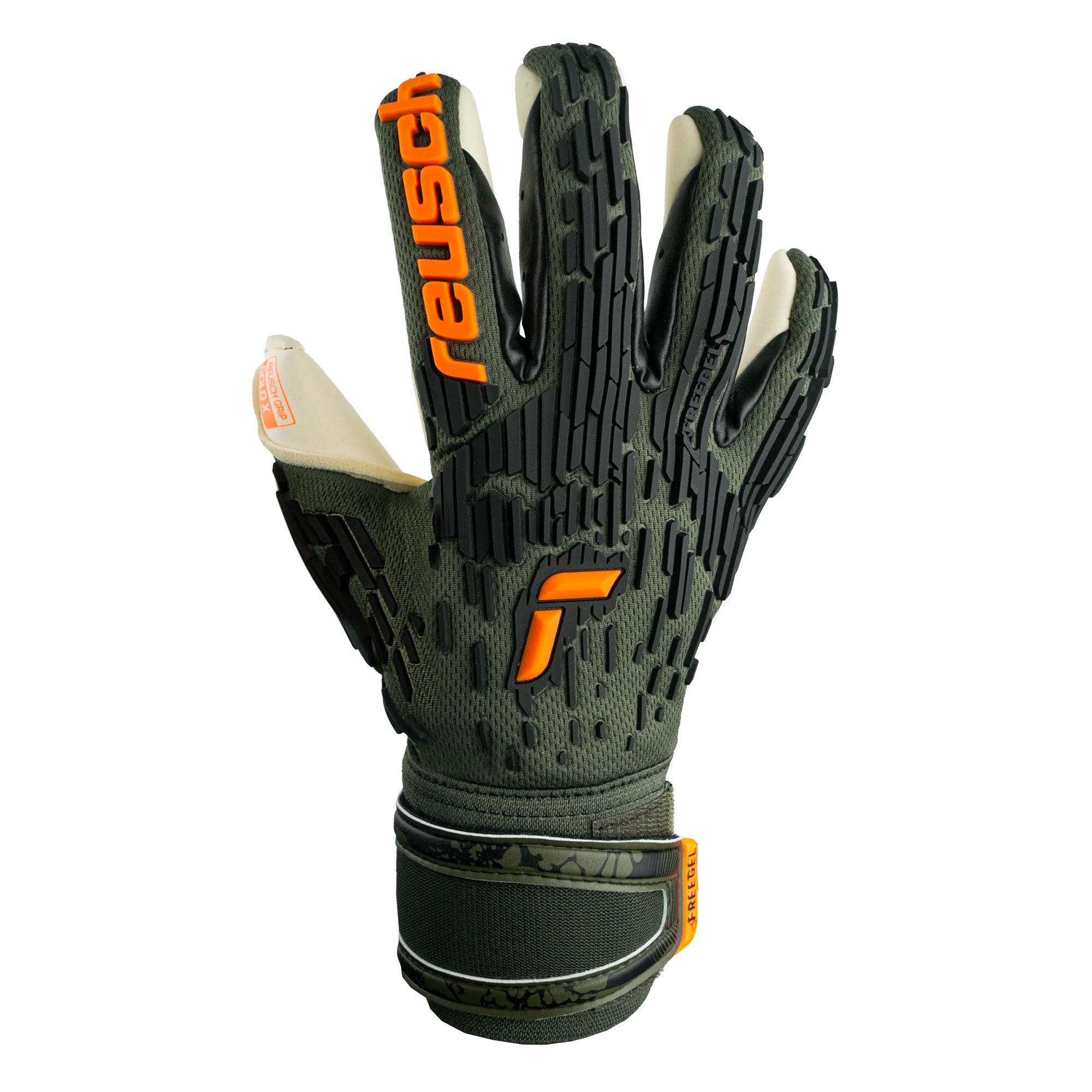 Reusch Men's Attrakt Freegel Gold X Fingersave Goalkeeper Gloves Black/Orange、mySite、noshort