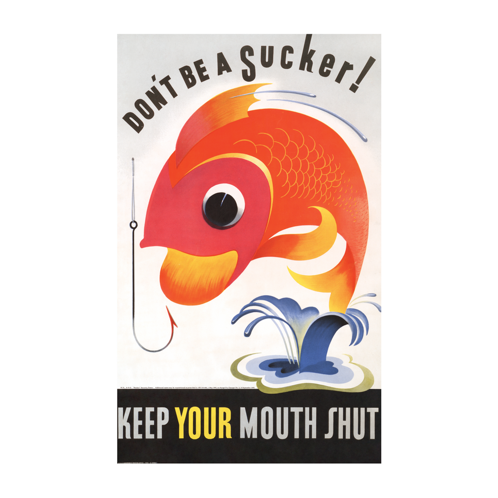 Don't Be A Sucker Vintage Fish Oversized Art Print、mySite、gigharbornorthrealestate