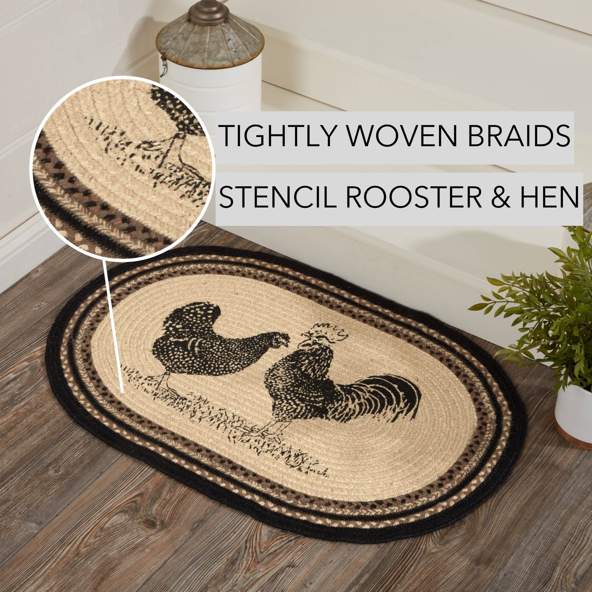 Chicken Jute Rug Oval 20x30 Perfect Farmhouse Decor、mySite、g9winljtr