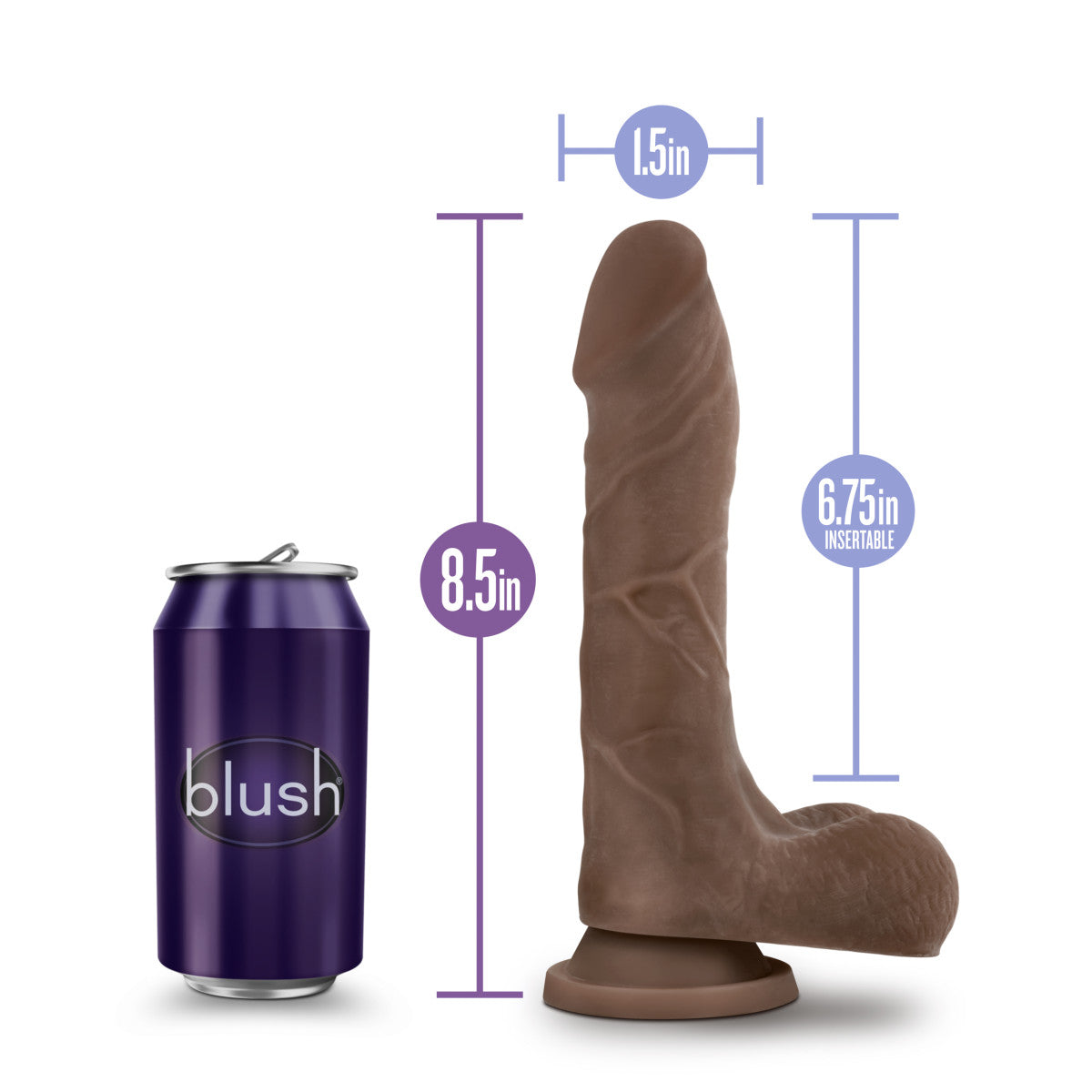 Au Naturel By Blush® | Mister Perfect Realistic Chocolate 8.5-Inch Long Dildo With Balls & Suction Cup Base、mySite、bottomscart
