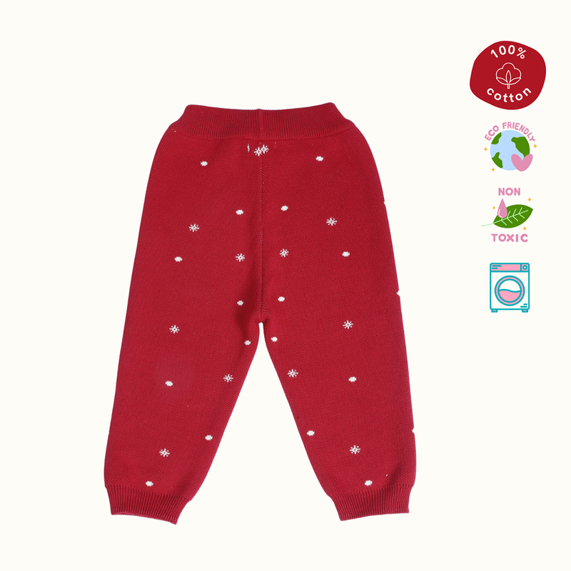 Cotton Jacquard Sweater & Lower Set | Penguine Printed | Navy Blue & Red |Set of 2、mySite、camillekostekn