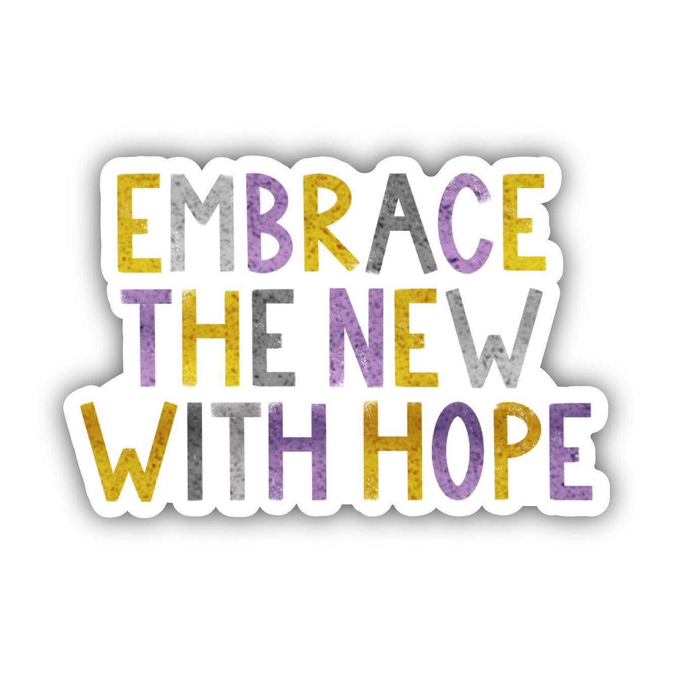  Embrace The New With Hope Positivity Lettering Sticker - Purple、mySite、ghnorth