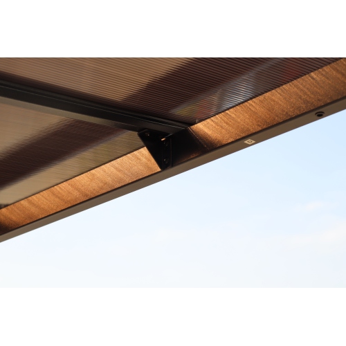 10' x 10' Outdoor Pergola Gazebo,Wall-Mounted Lean to Metal Awning Gazebo with Roof,Large Heavy Duty for Patio,Decks,Backyard、、eastwooduniform