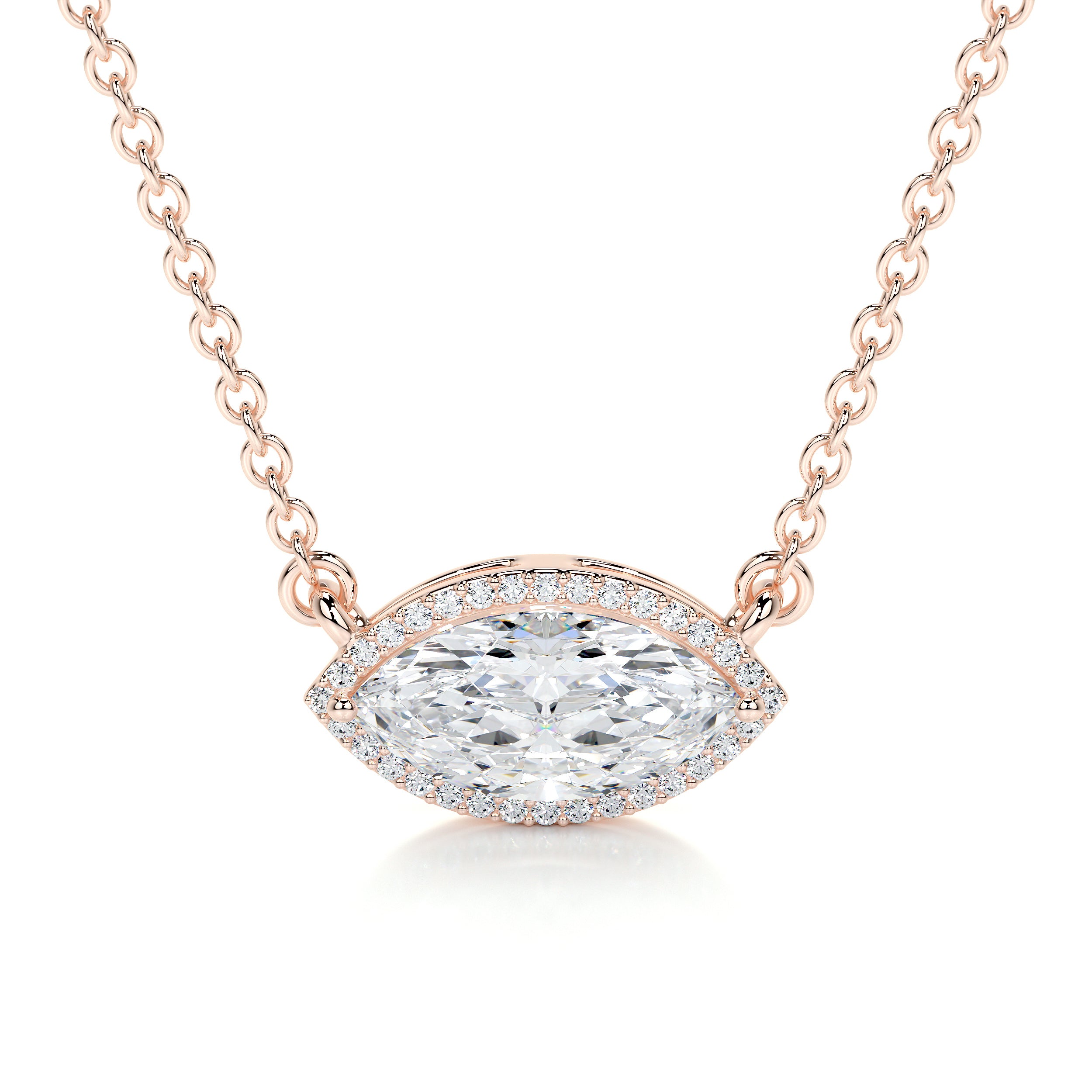 Britney Moissanite & Diamonds Necklace -14K Rose Gold、mySite、hinf8tx79