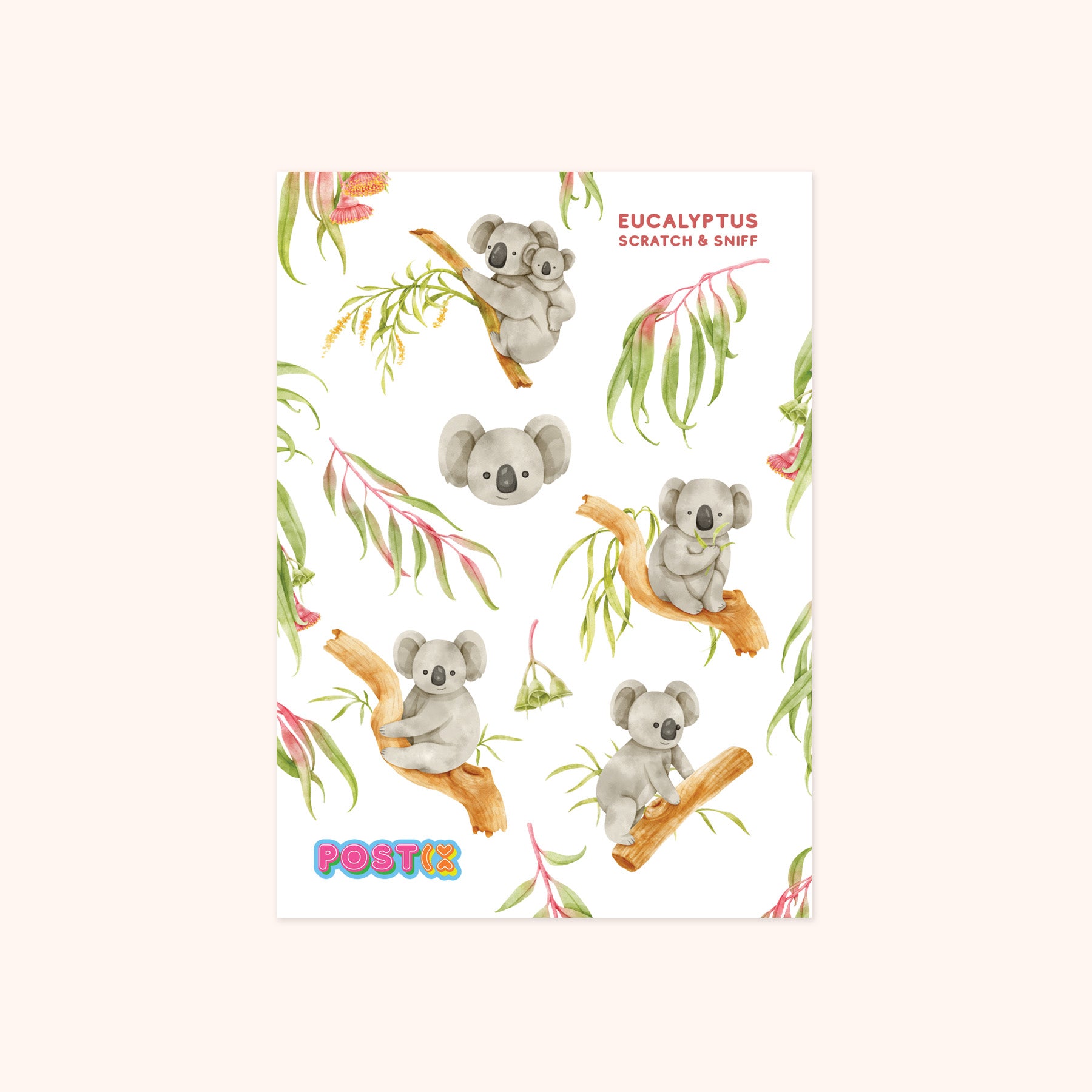 Koalas in Eucalyptus Trees A6 Scratch and Sniff Sticker Sheet、mySite、ghnorth