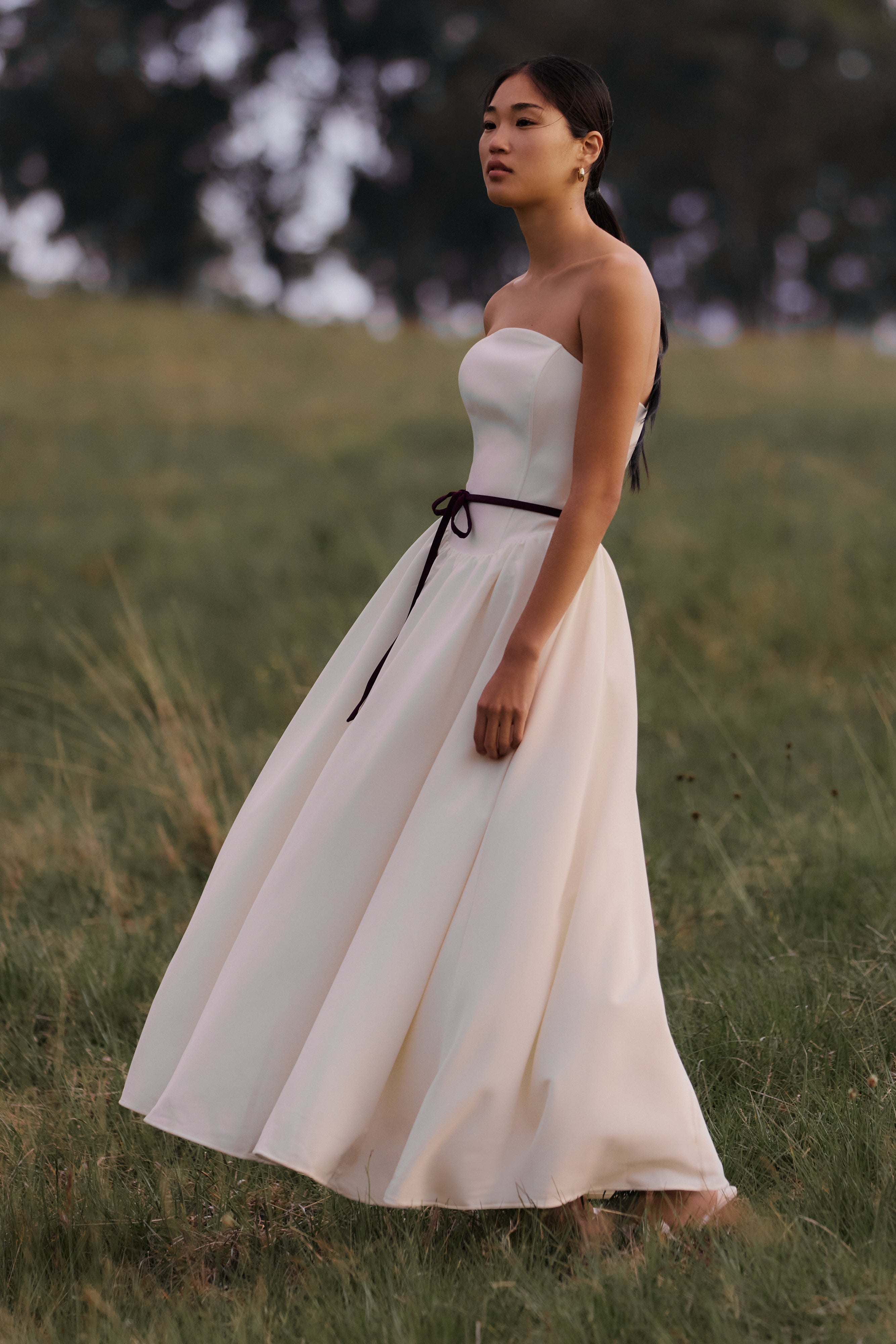 Penny Strapless Contrast Midi Dress - Ivory & Burgundy、mySite、solidvoid