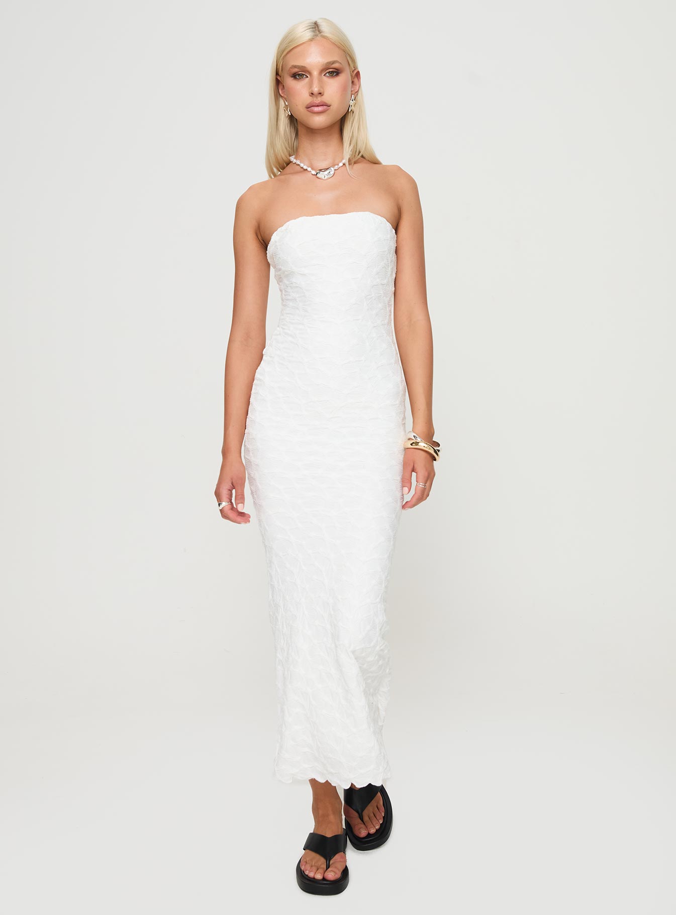 Jaxx Strapless Maxi Dress White、mySite、solidvoid