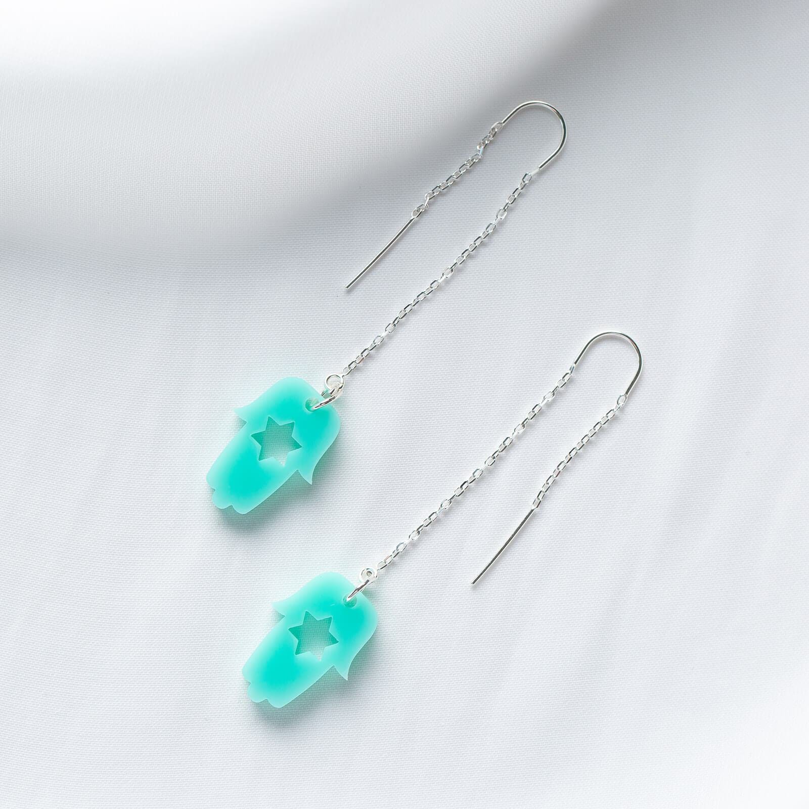 Hamsa Threader Earrings - Turquoise、mySite、topwebapps