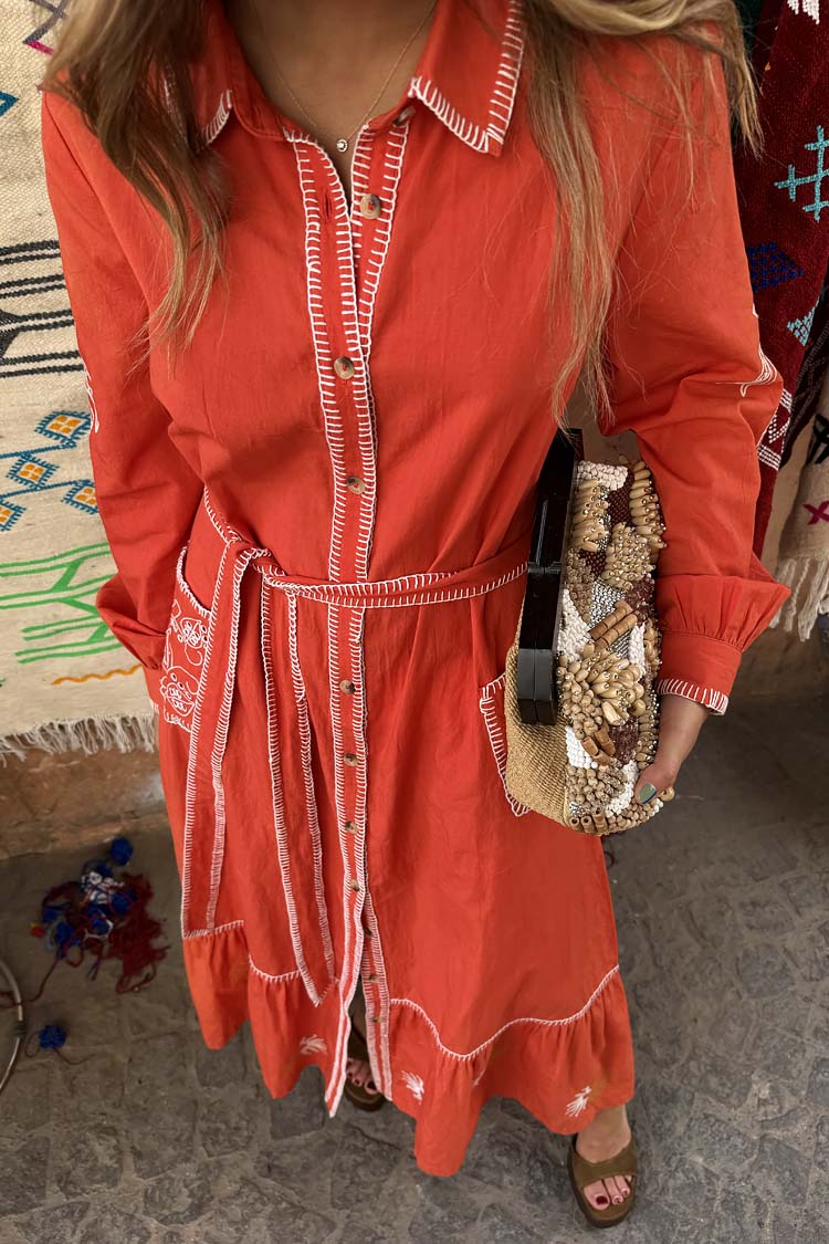 Red and Cream Pollenca Shirt Dress、mySite、solidvoid