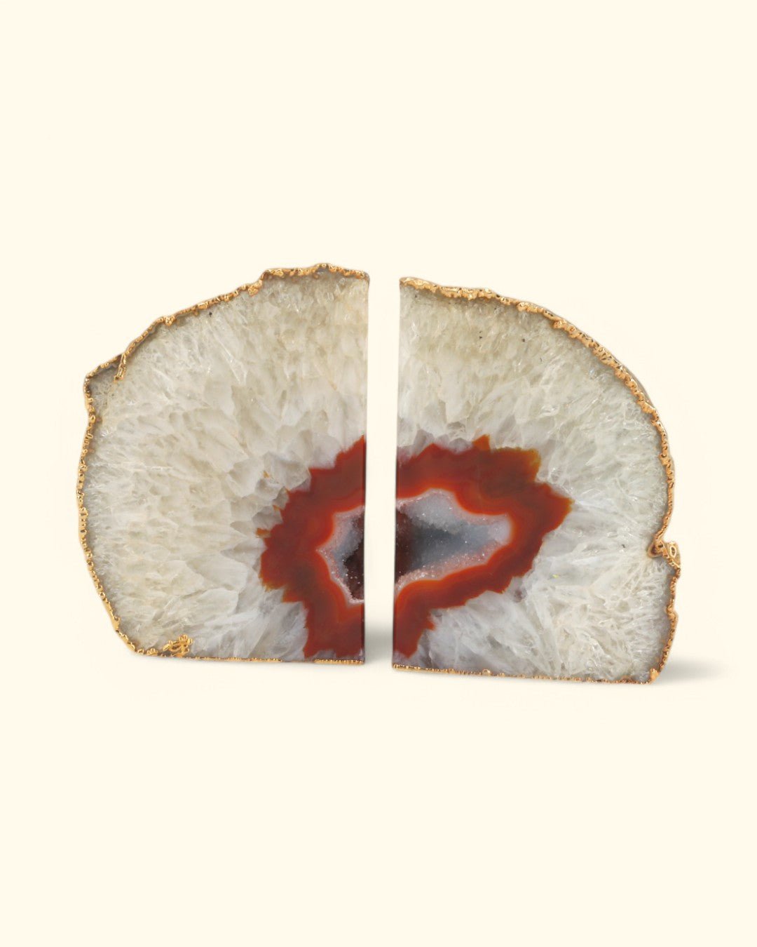 Gilded Red Agate Gemstone Geode Bookends、mySite、topwebapps