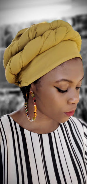 Gold African Pre-Tied Modu head wrap-DPDM301PT、mySite、solidvoid