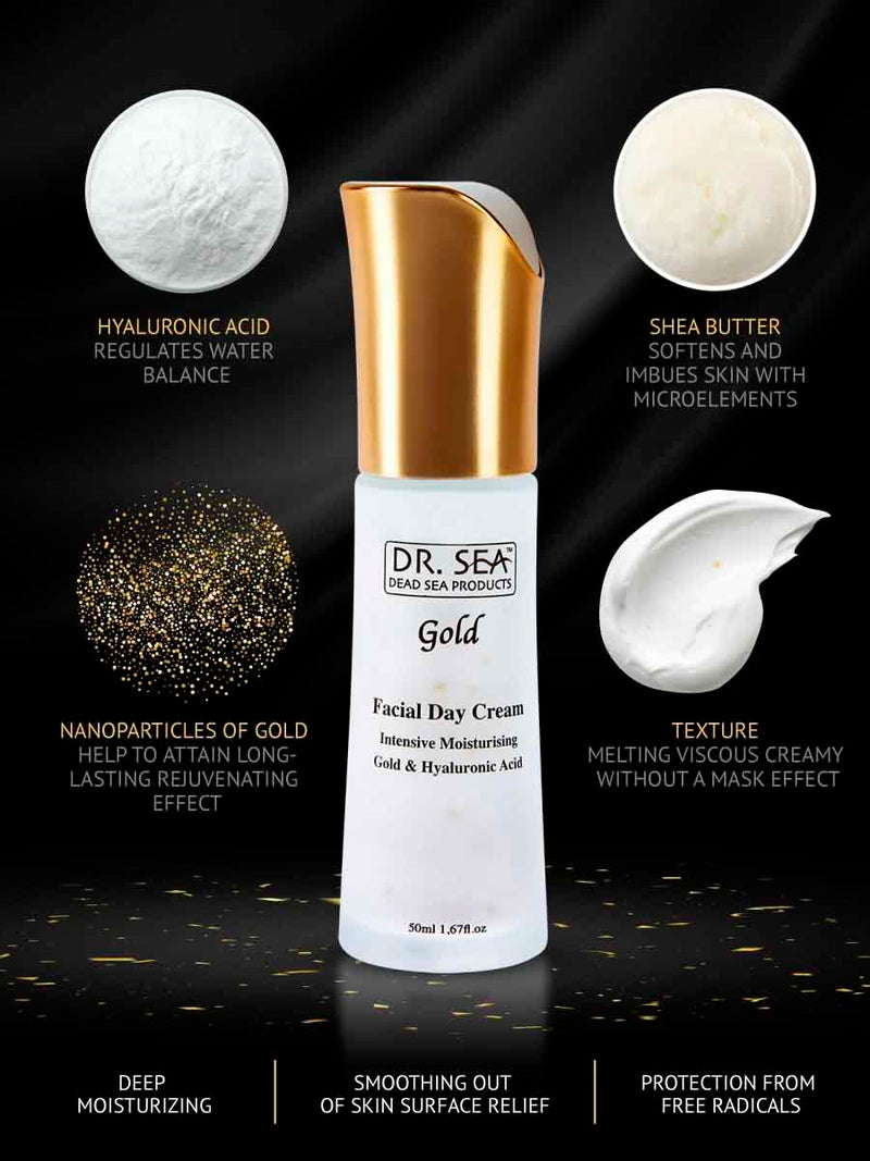  DR. SEA - Intensive Moisturizing Facial Day Cream with Gold and Hyaluronic acid、mySite、elrpsem3k