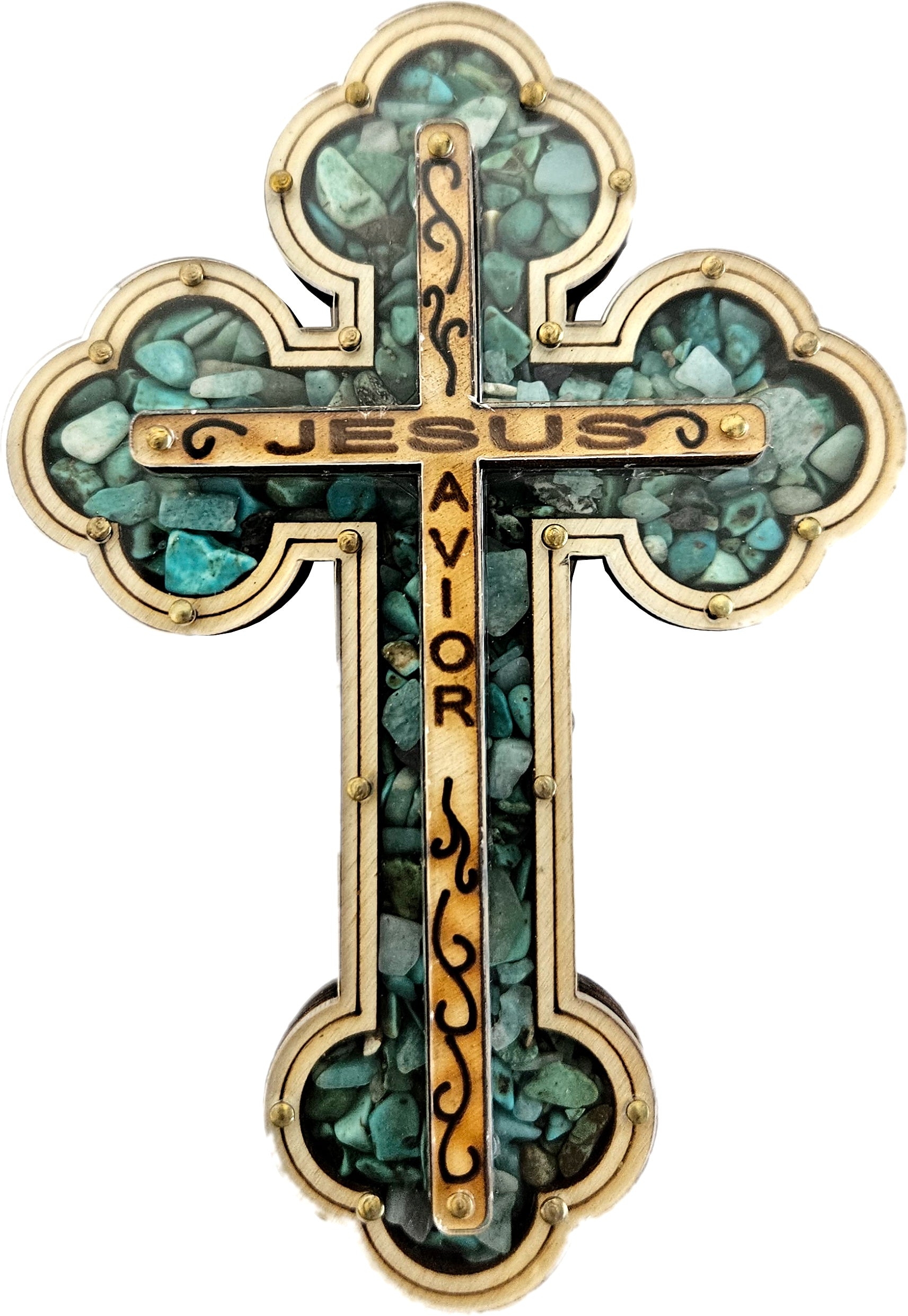 Jesus Savior Cross Filled with firy Reddish Carnelian semi Precious Stones from The Holy Land、mySite、topwebapps