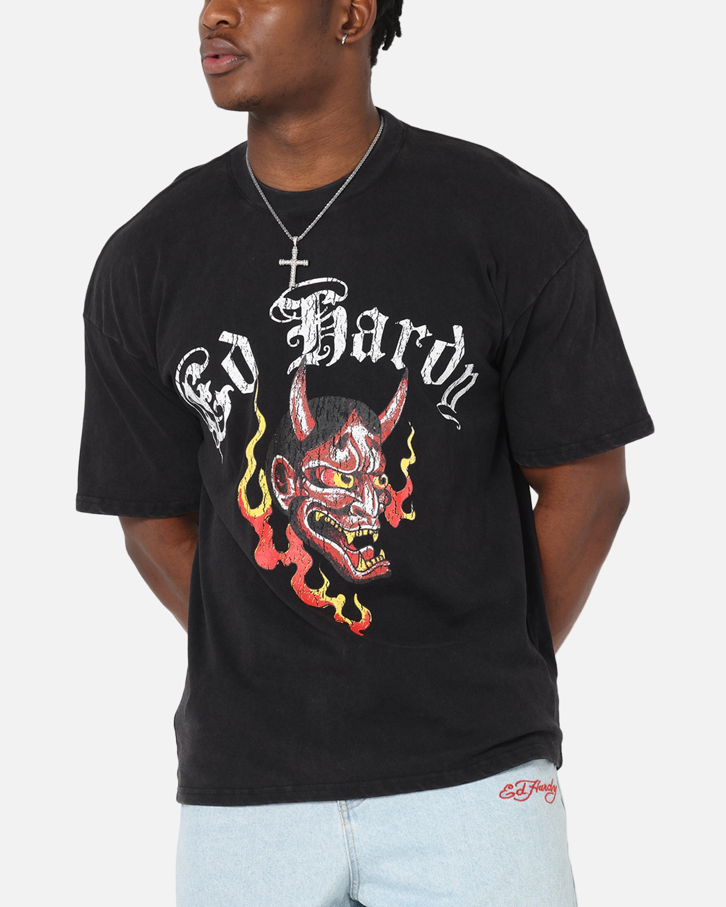 Ed Hardy Mask Of Mischief T-Shirt Black Acidwash、mySite、zt4zffjzw