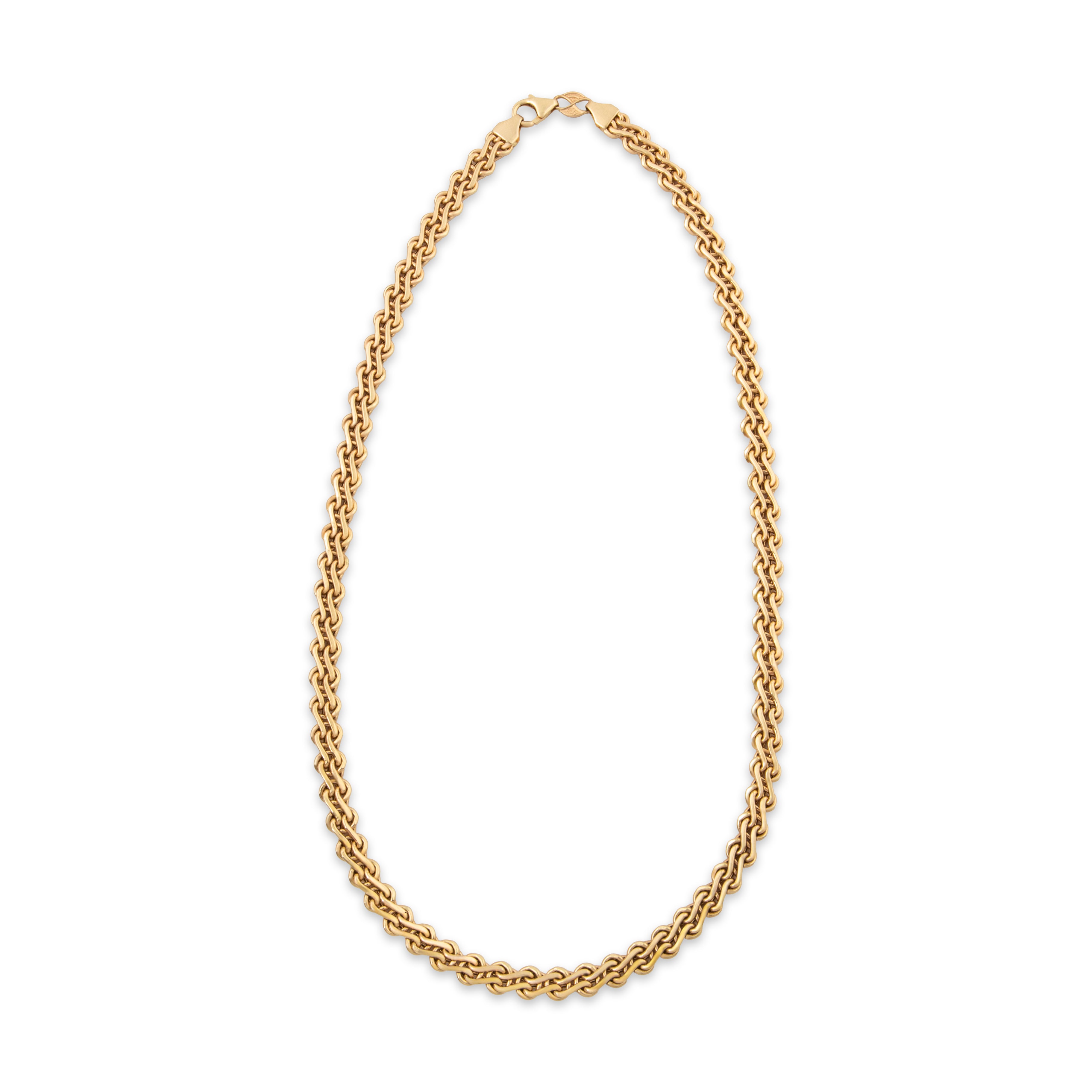 Vintage 14k Yellow Gold Double Serpentine Chain Link Statement Necklace 17、mySite、hinf8tx79