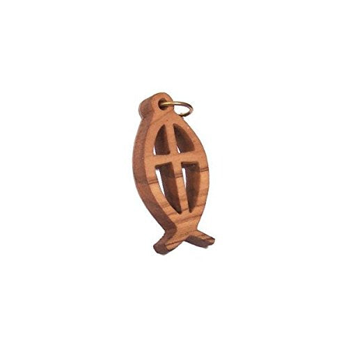 Fish and Cross Olive wood Laser pendant (8cm or 3.15 long )、mySite、topwebapps