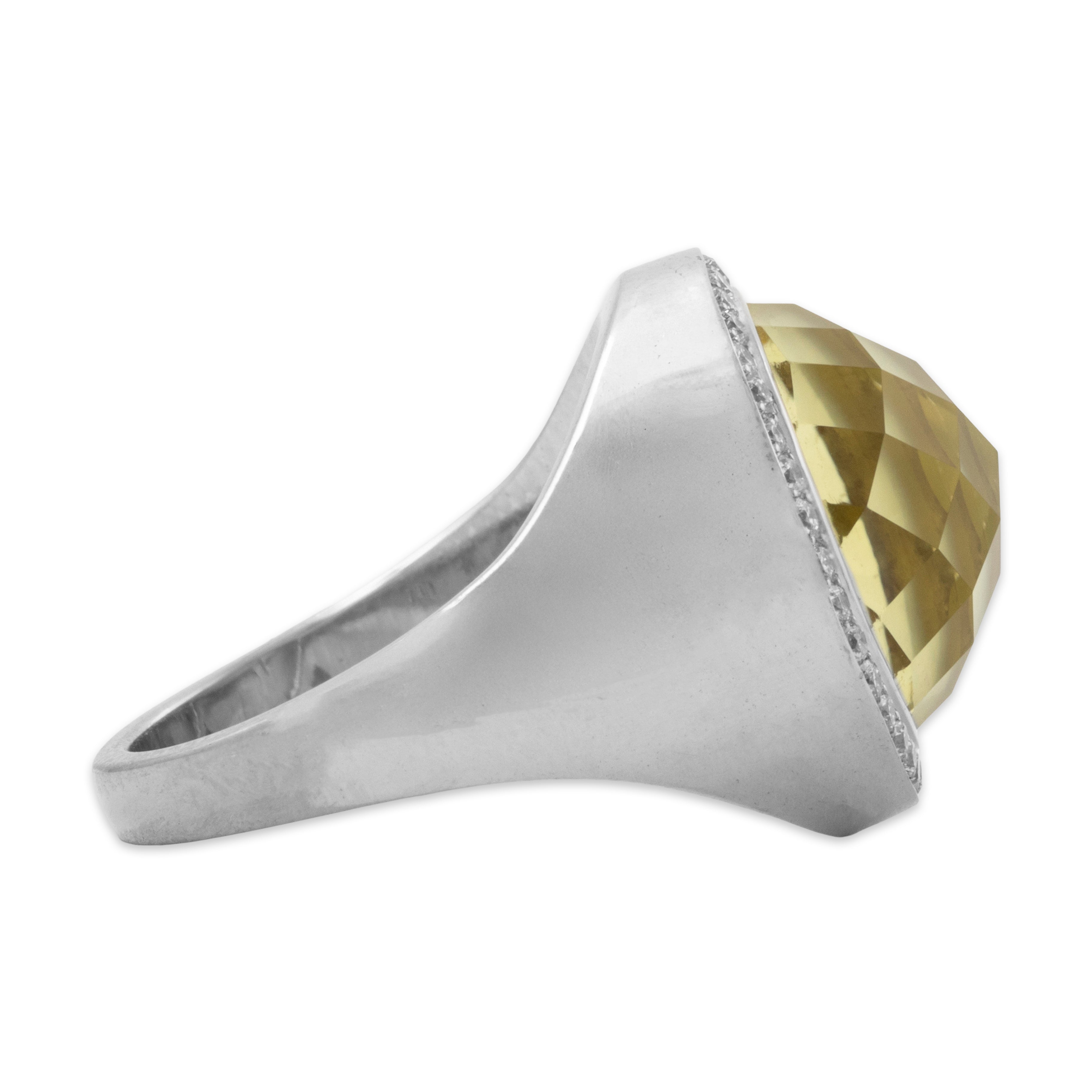 Vintage Heavy 18k White Gold 9.4ct Lemon Quartz .684cttw Diamond Ring 6.50、mySite、hinf8tx79