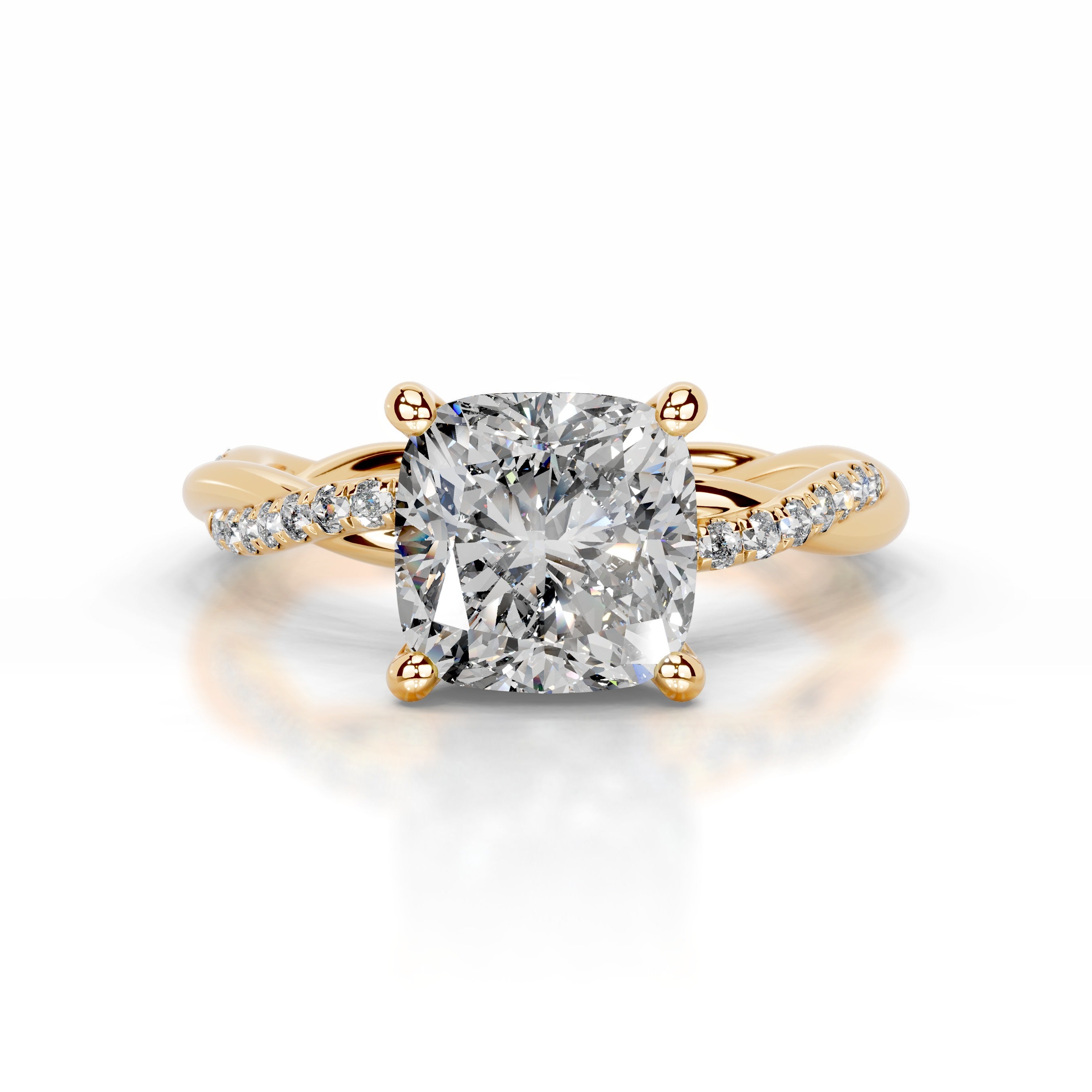 Crystal Diamond Engagement Ring - 18K Yellow Gold、mySite、hinf8tx79