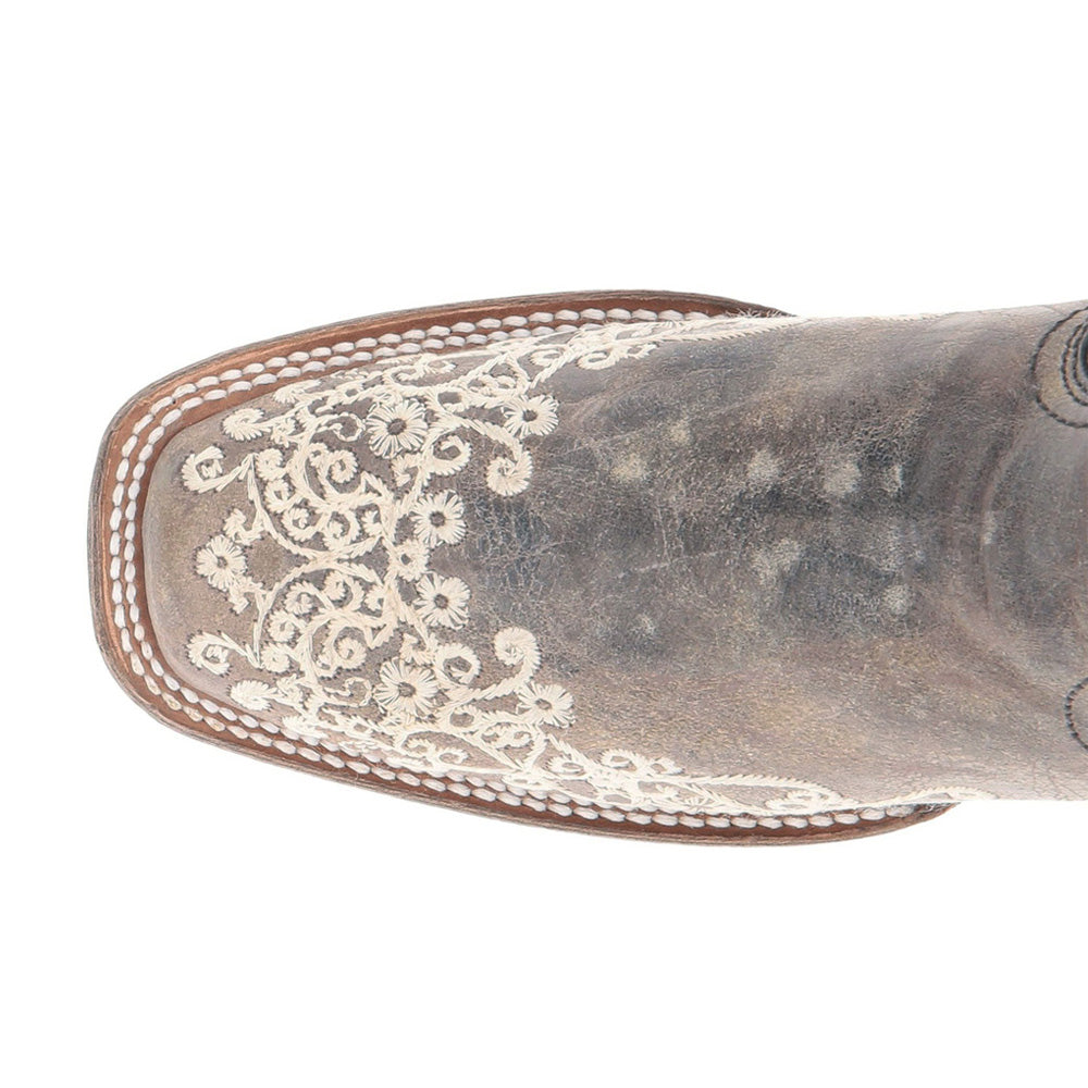 White Embroidered Square Toe Cowboy Boots、mySite、gtrtttuynbv