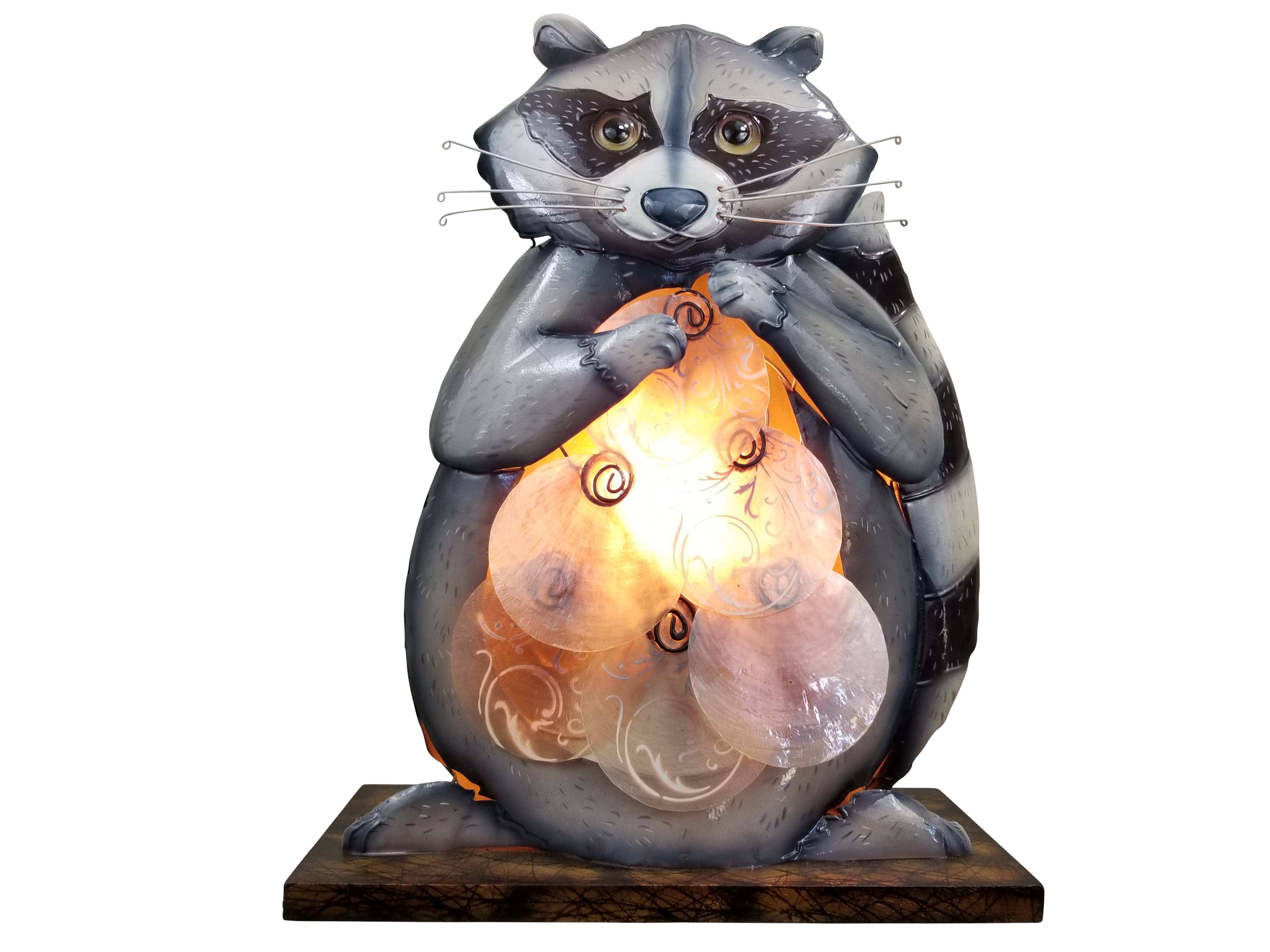 Capiz Raccoon Accent Lamp Handmade、mySite、g9winljtr