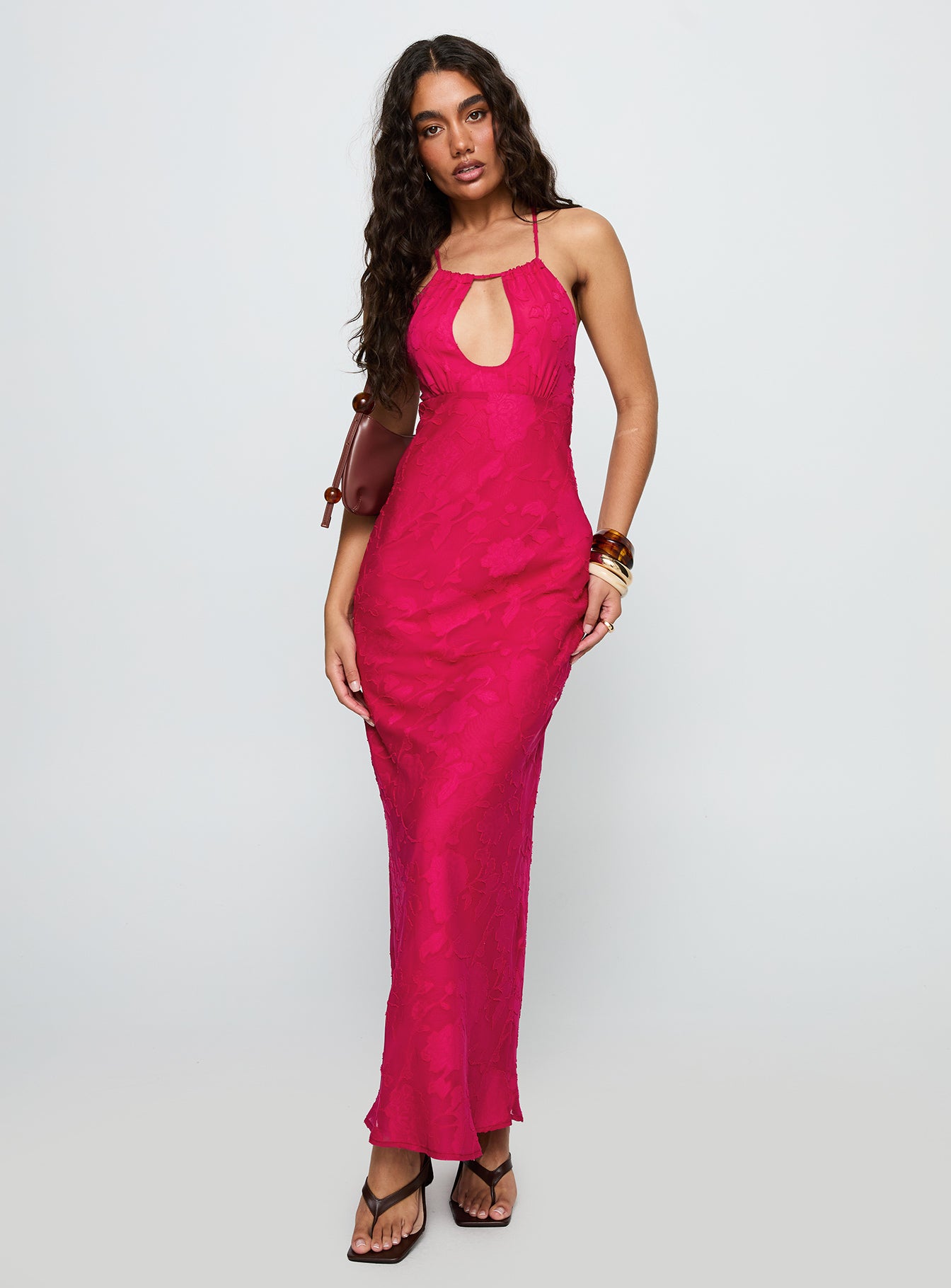 Magnetic Halter Maxi Dress Hot Pink、mySite、solidvoid