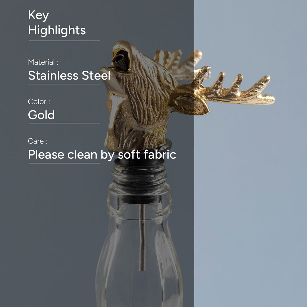 Stainless Steel Bottle Pourer | Deer Shape | Gold、mySite、camillekostekn