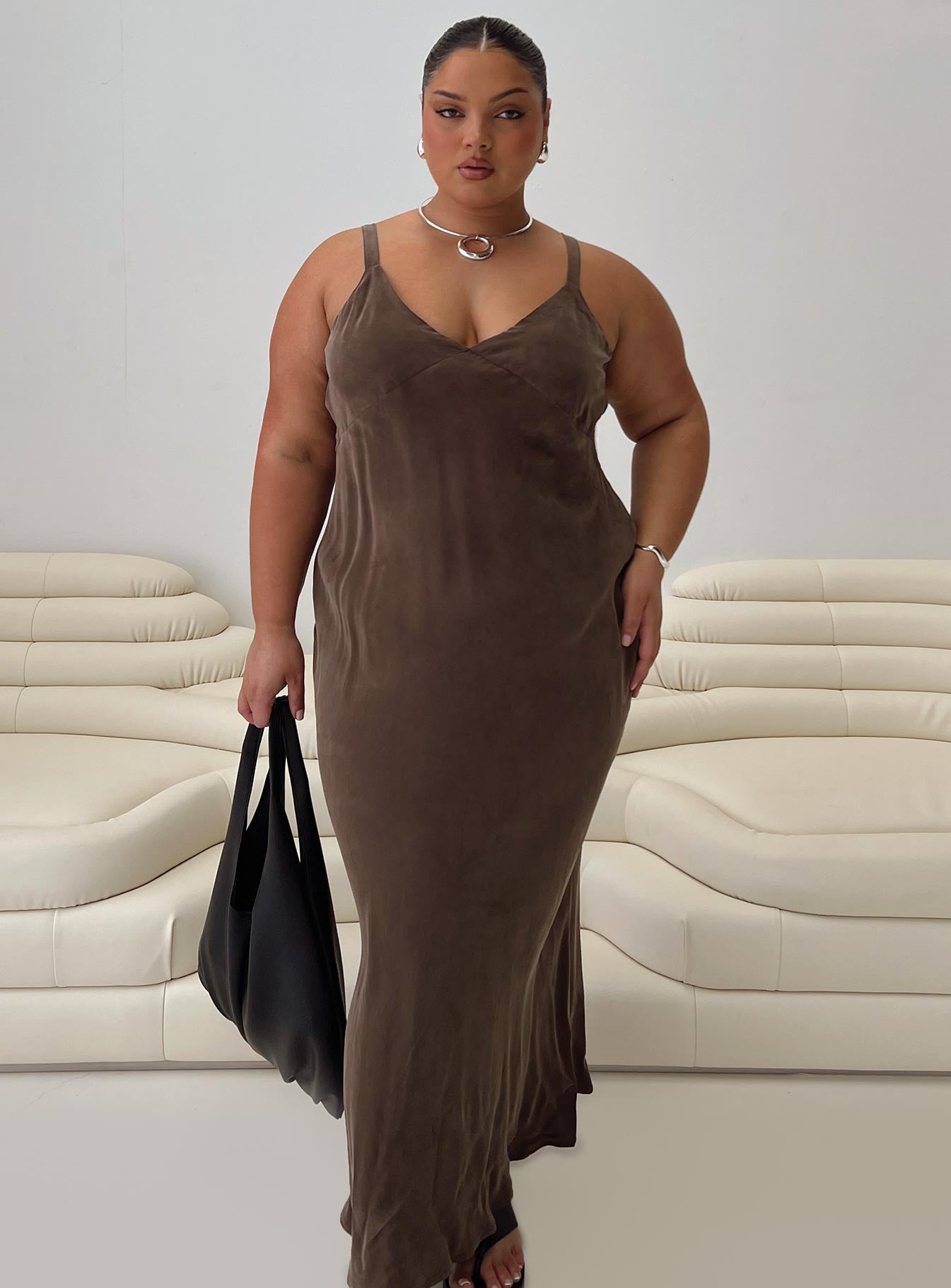 Laurette Maxi Dress Brown Curve、mySite、solidvoid