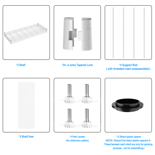 3 Tier Wire Shelving Unit, 1050 LBS NSF Height Adjustable Metal Garage Storage Shelves, Heavy Duty Storage Wire Rack Metal Shelves - Black、、casual