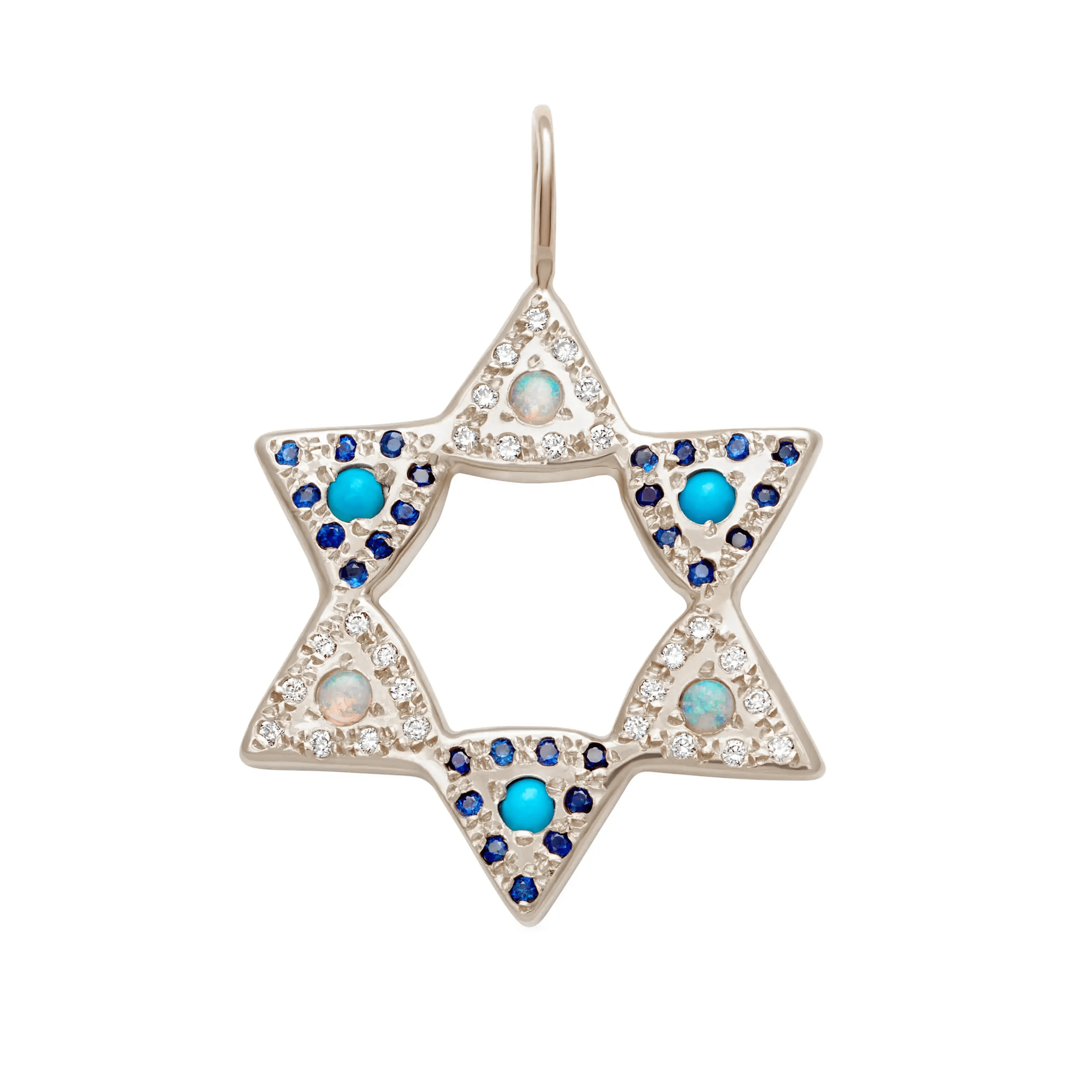 Opal and Turquoise Large Star of David Charm by Elisa Solomon - 14k Yellow, Rose or White Gold、mySite、topwebapps