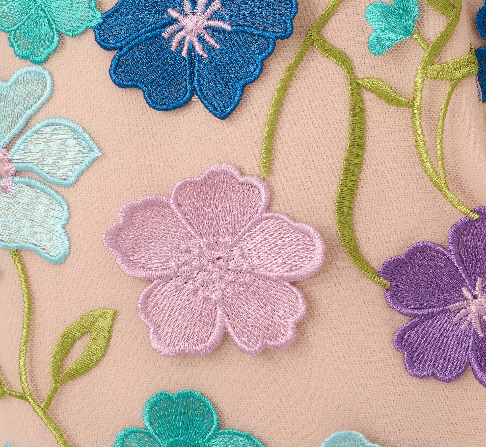 Multicolor Floral Embroidered Halter Midi Dress In Blue Multi、mySite、solidvoid