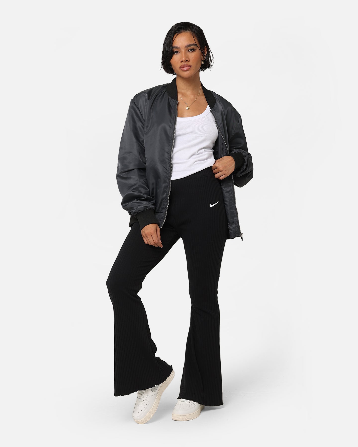 Nike Women's Sportswear Ribbed Jersey Pants Black/White、mySite、zt4zffjzw