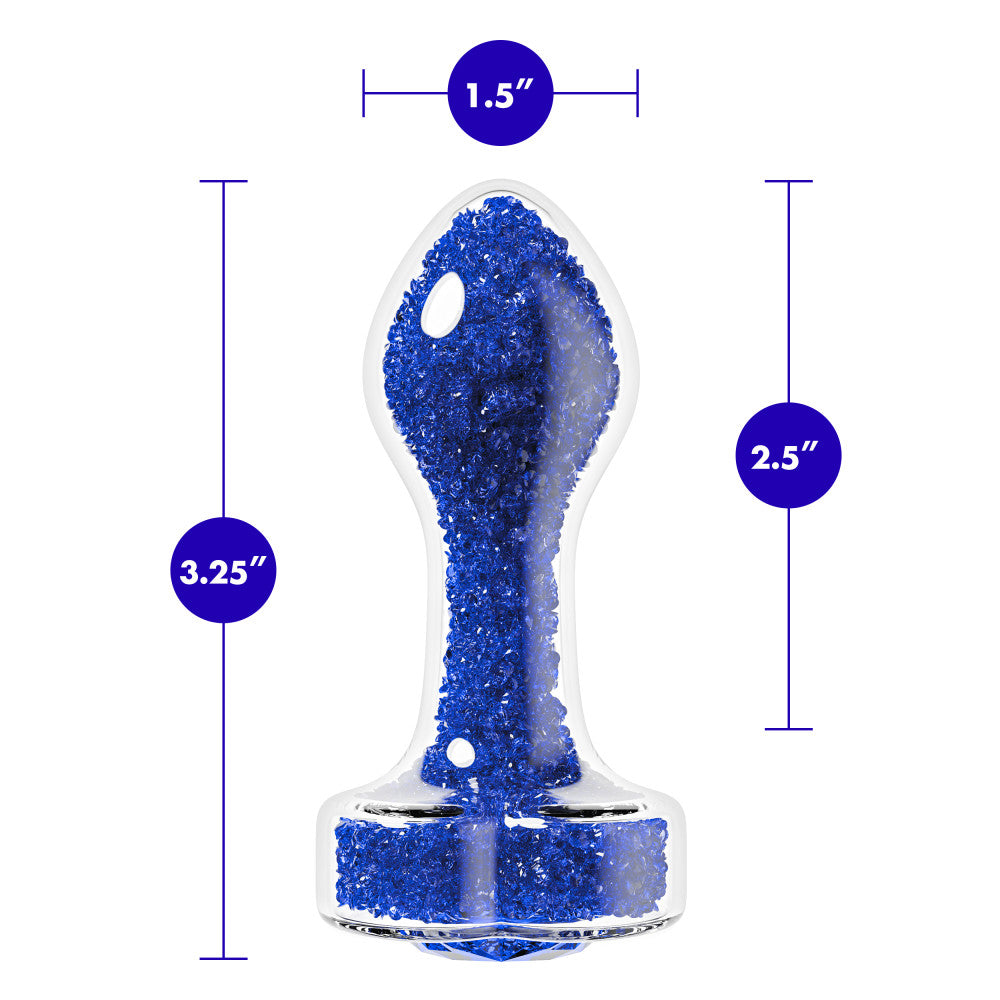 Oh My Gem | Prestige Glass Anal Plug With Sapphire Heart-Shaped Base – Body-Safe Borosilicate Glass With Tapered Tip – In Blue、mySite、bottomscart