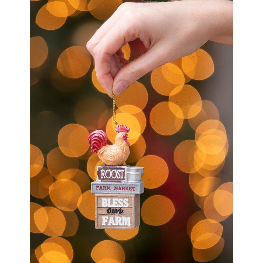 Stacked Farm Animal Ornaments Pig Cow Rooster & Bless Our Farm Rooster、mySite、g9winljtr