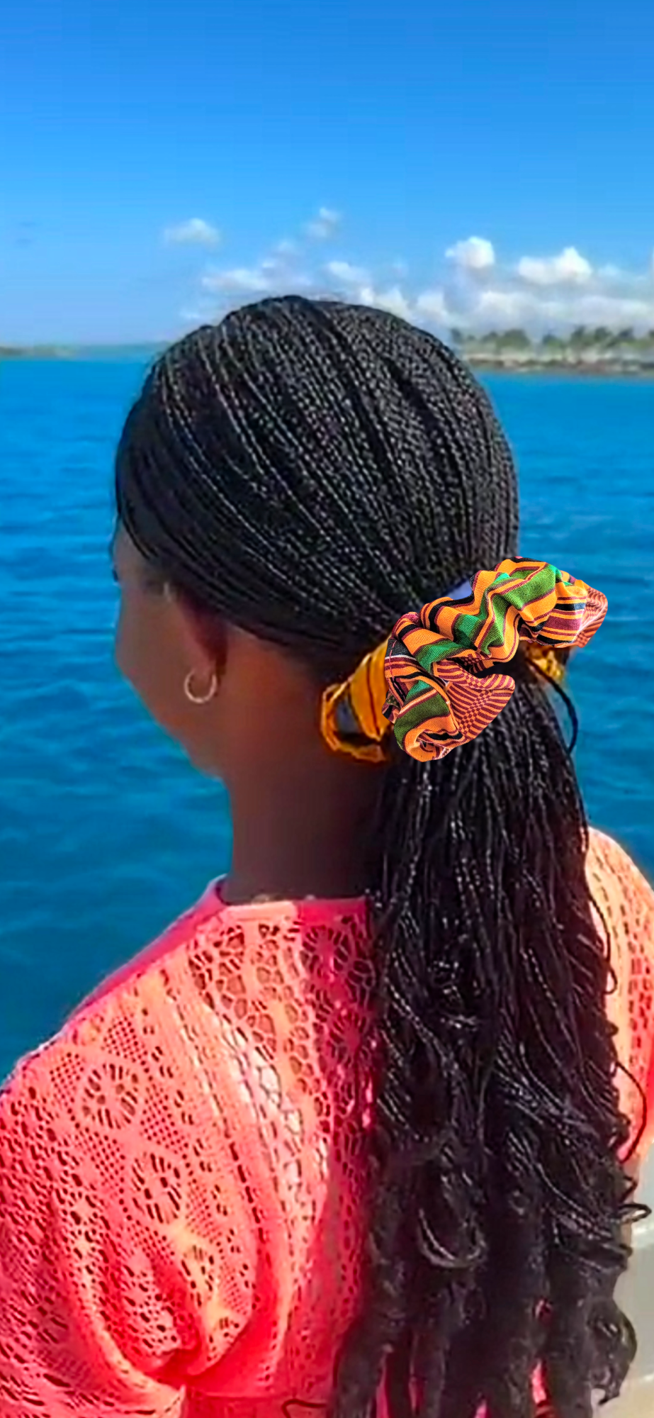Dupsie's Ayanna Kente African Print Scrunchie hair tie DPSCR3227、mySite、solidvoid