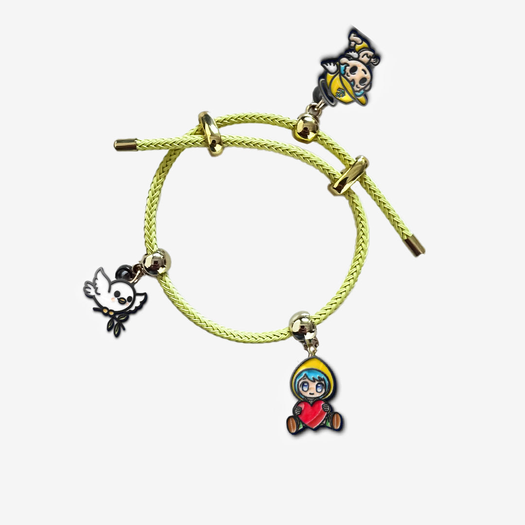 BRACCIALETTO CON 3 CHARM DI LUCE MASCOTTE DEL GIUBILEO 2025、mySite、topwebapps