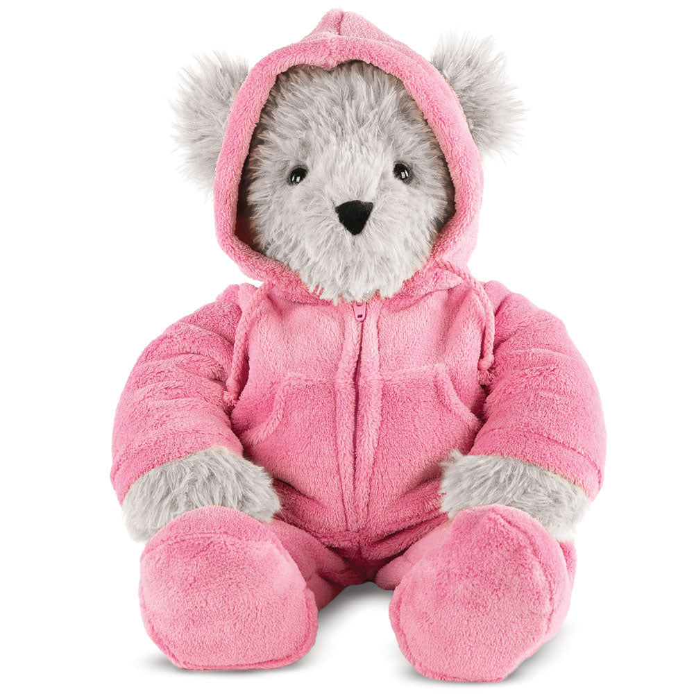 18 In. Gray Super Soft Pink Hoodie Footie Bear、mySite、g9winljtr