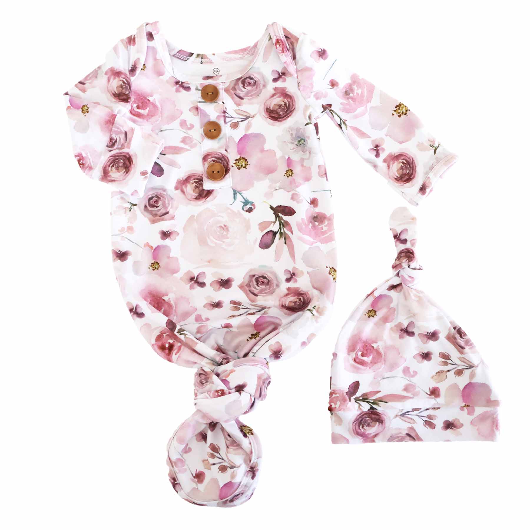  Rosie's Rose Garden Newborn Baby Knot Gown & Hat Set、mySite、layawaytickets