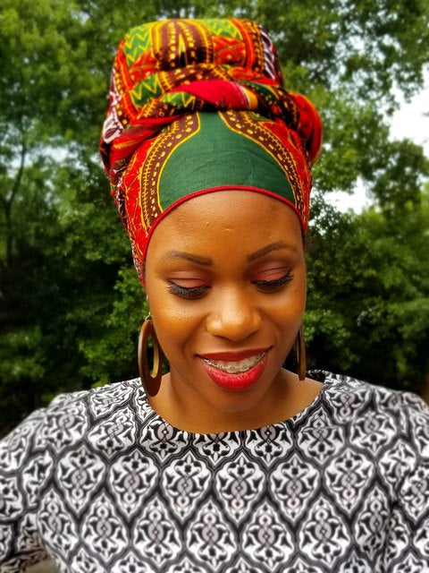 Green Red Dashiki Print Head wrap-DP3848H、mySite、solidvoid
