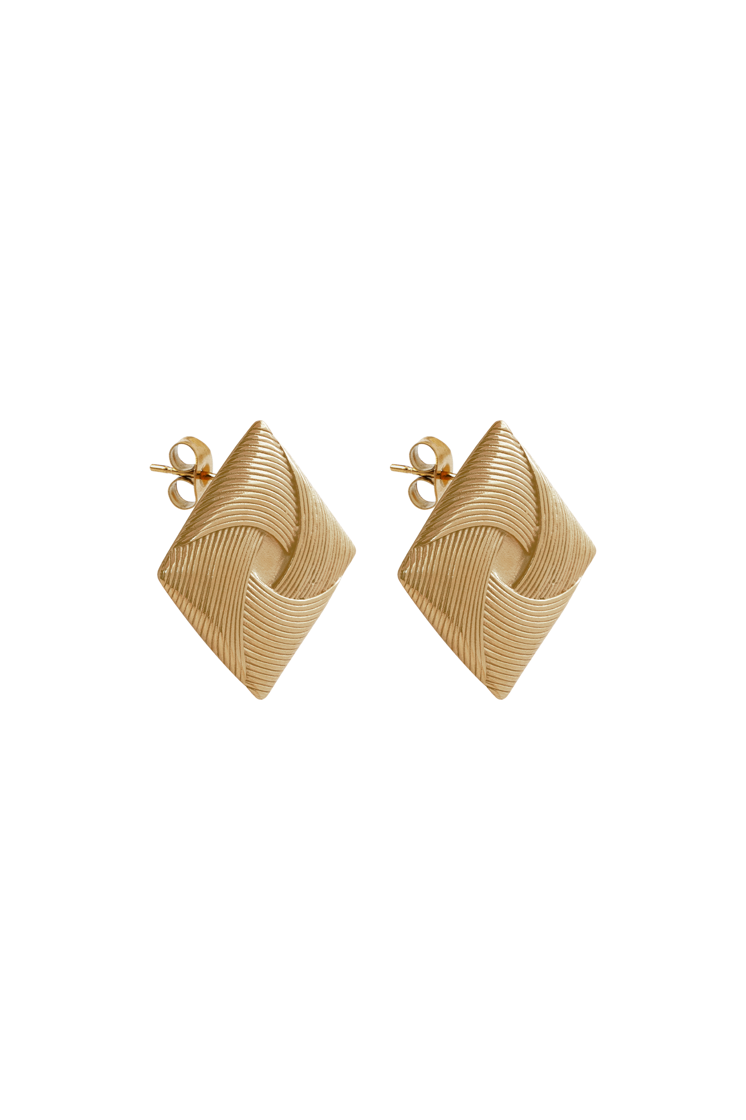 Indira Twisted Square Earrings - Gold、mySite、solidvoid