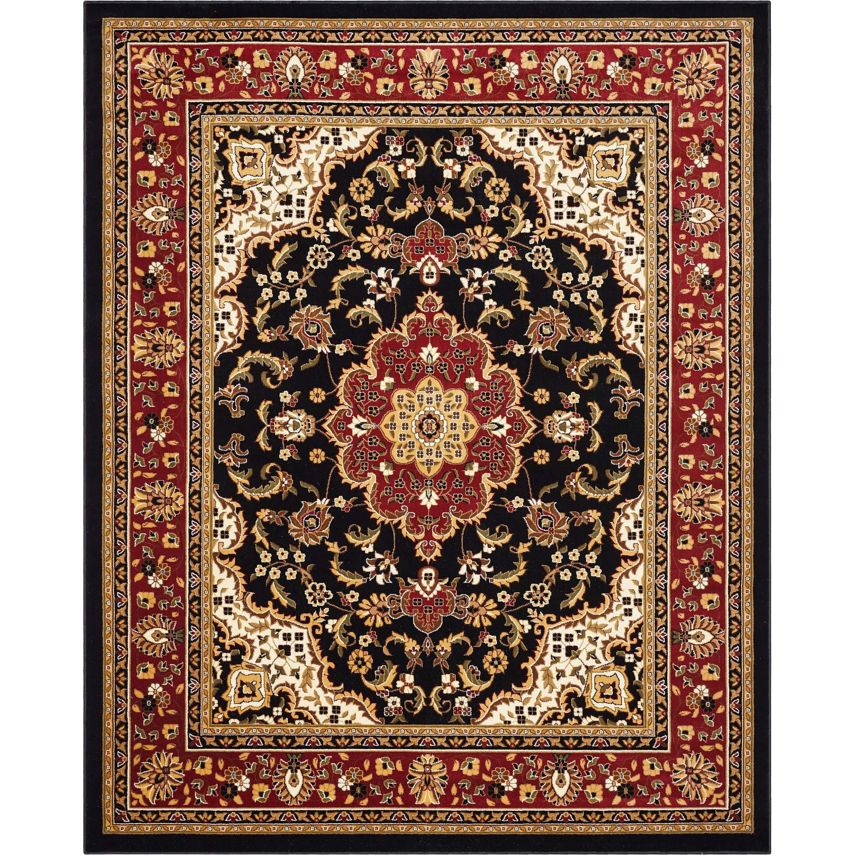 Medallion Kashan Black Traditional Rug、mySite、gigharbornorthrealestate