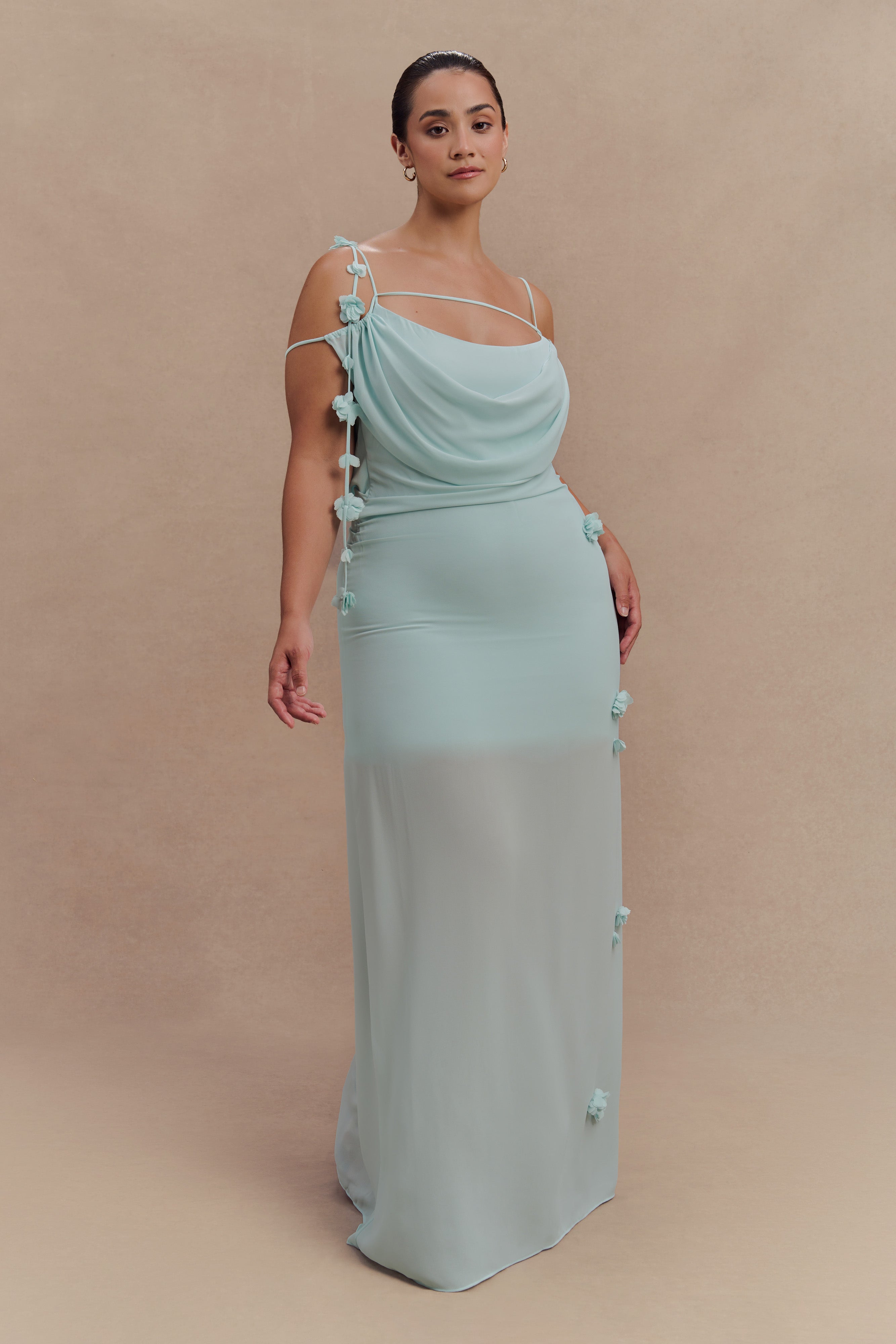 Rosalie Floral Chiffon Maxi Dress - Lagoon、mySite、solidvoid