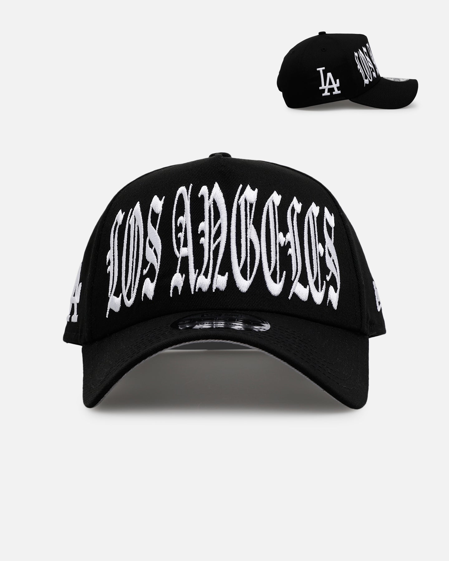 New Era Los Angeles Dodgers 'Oversized Gothic Script Crown' 9FORTY A-Frame Snapback Black/White、mySite、zt4zffjzw