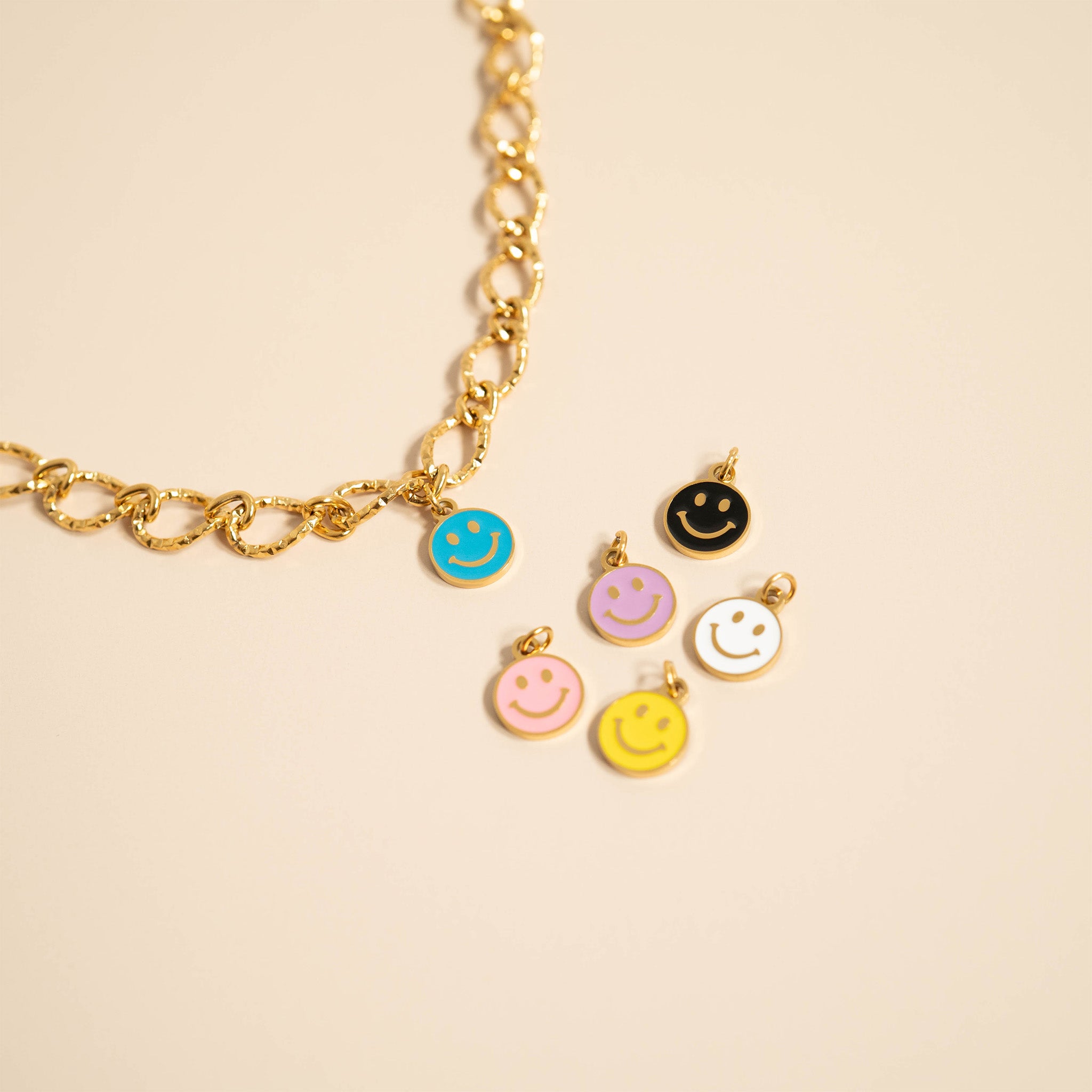 18K Gold PVD Epoxy Smiley Face Charm / PDL0267、mySite、dreamappss