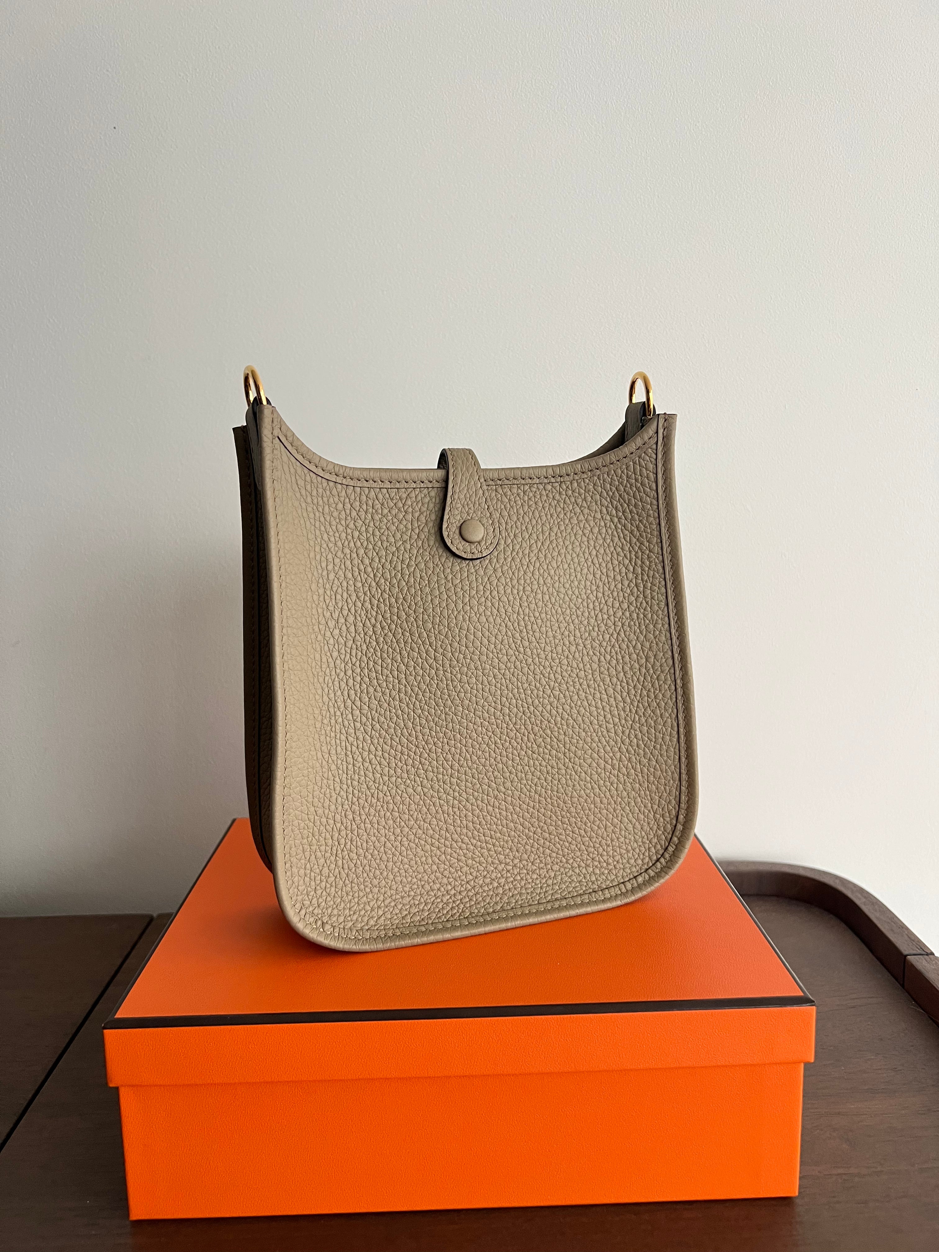 Hermès Mini Evelyne 16 Beige Marfa Clemence GHW、mySite、garminoutage.com